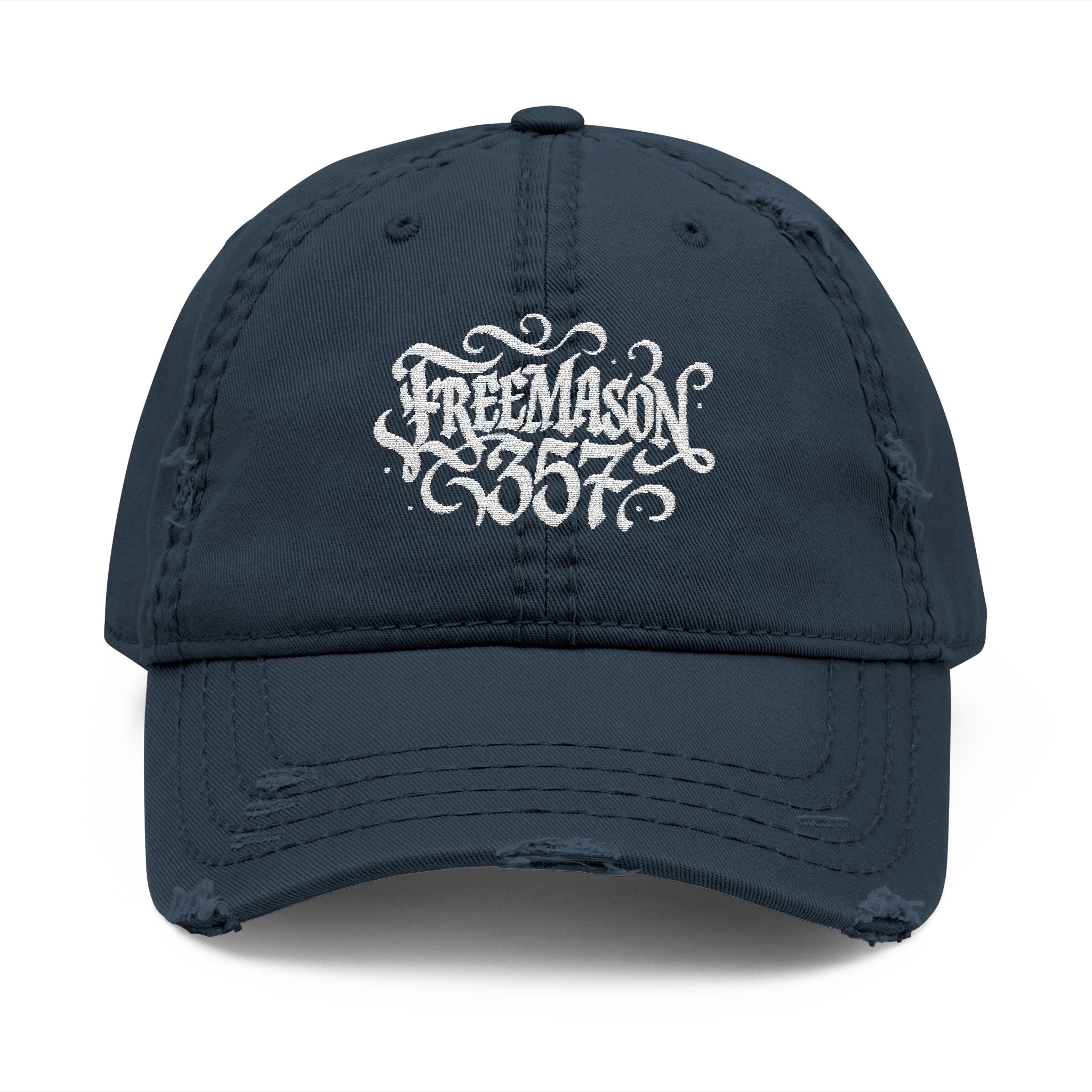 Distressed Embroidered Dad Hat, Casual Summer Headwear, Gift for Dads, Stylish Everyday Cap, Freemason Theme