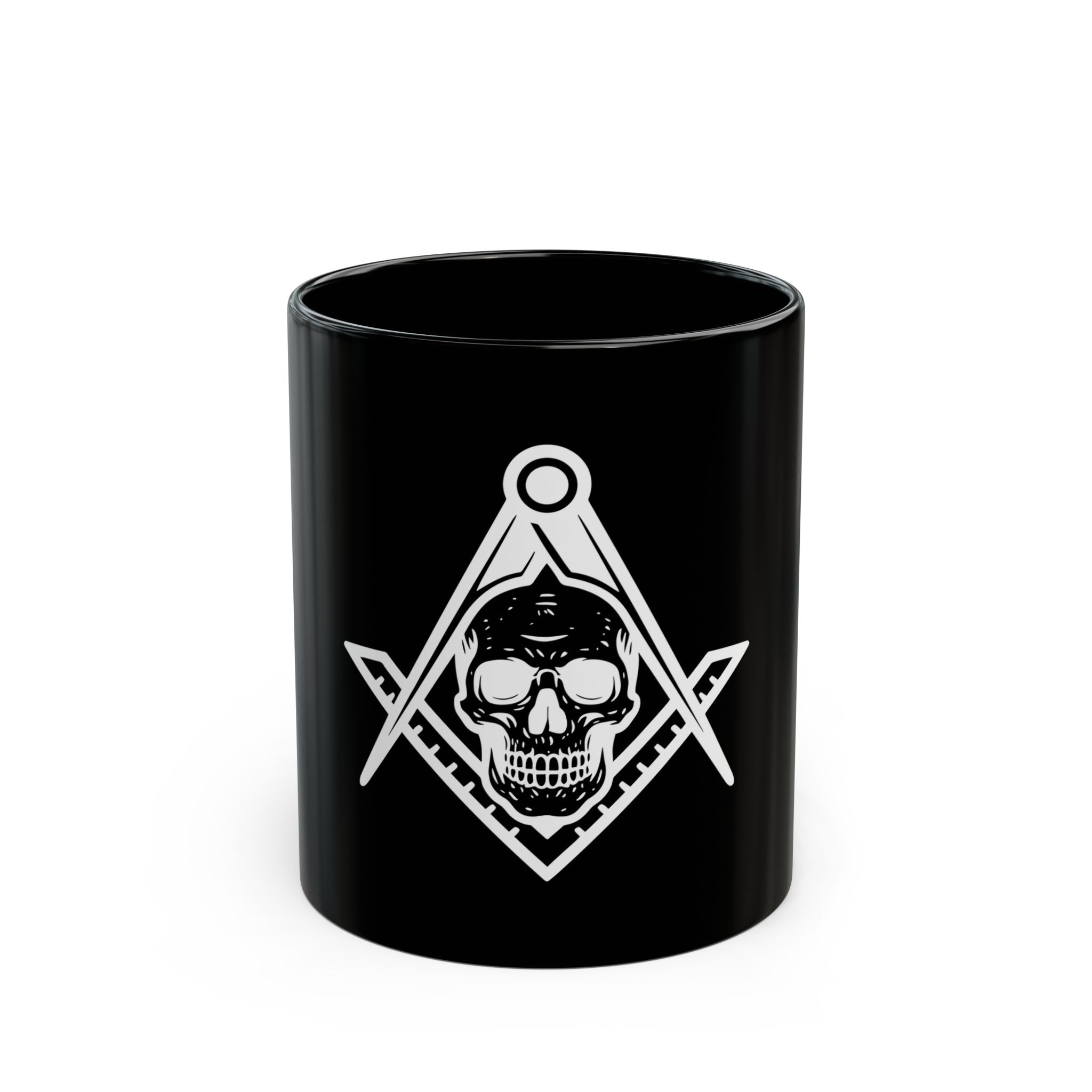 Masonic Skull Mug | Black Coffee Cup, Gift for Him, Unique Barware, Fandom Coffee Mug, Dark Aesthetic Home Decor