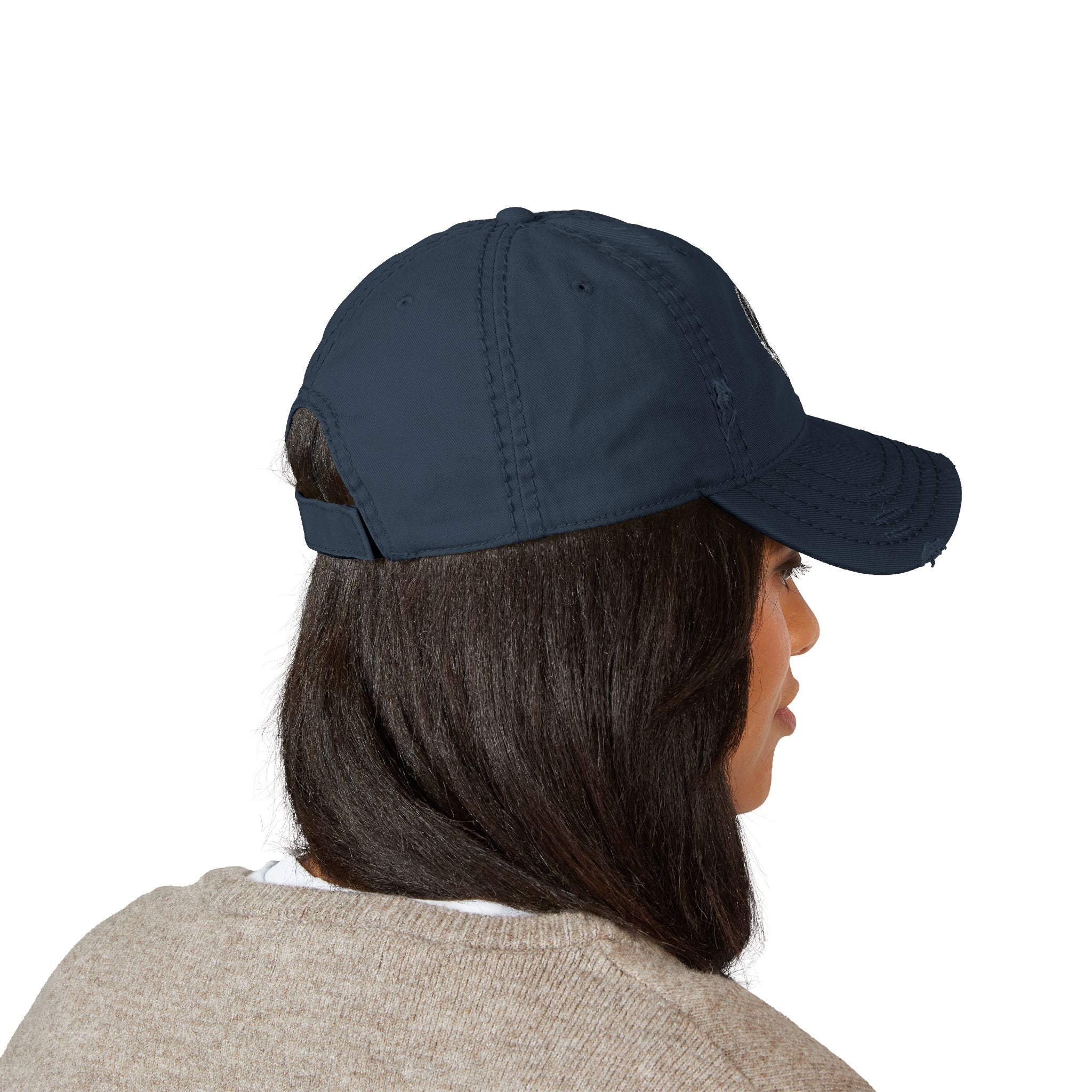 Distressed Dad Hat with Skull Embroidery, Vintage Style Cap, Casual Outdoor Hat, Gift for Dads, Everyday Wear, Trendy Accessory