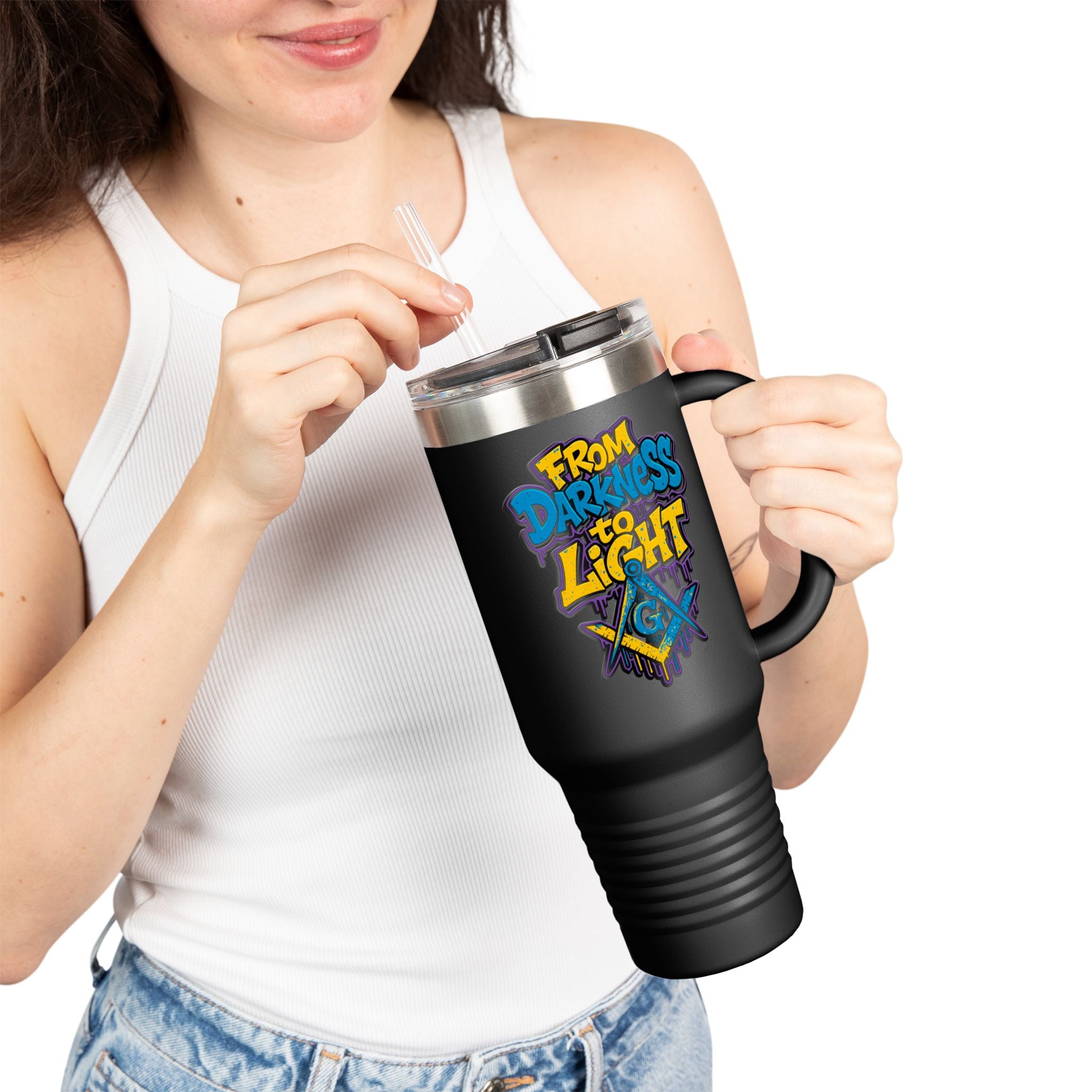 Vibrant Insulated Travel Mug, 40oz - Perfect for Hot or Cold Drinks, Great for Outdoors, Gifts for Friends, Inspirational Quotes