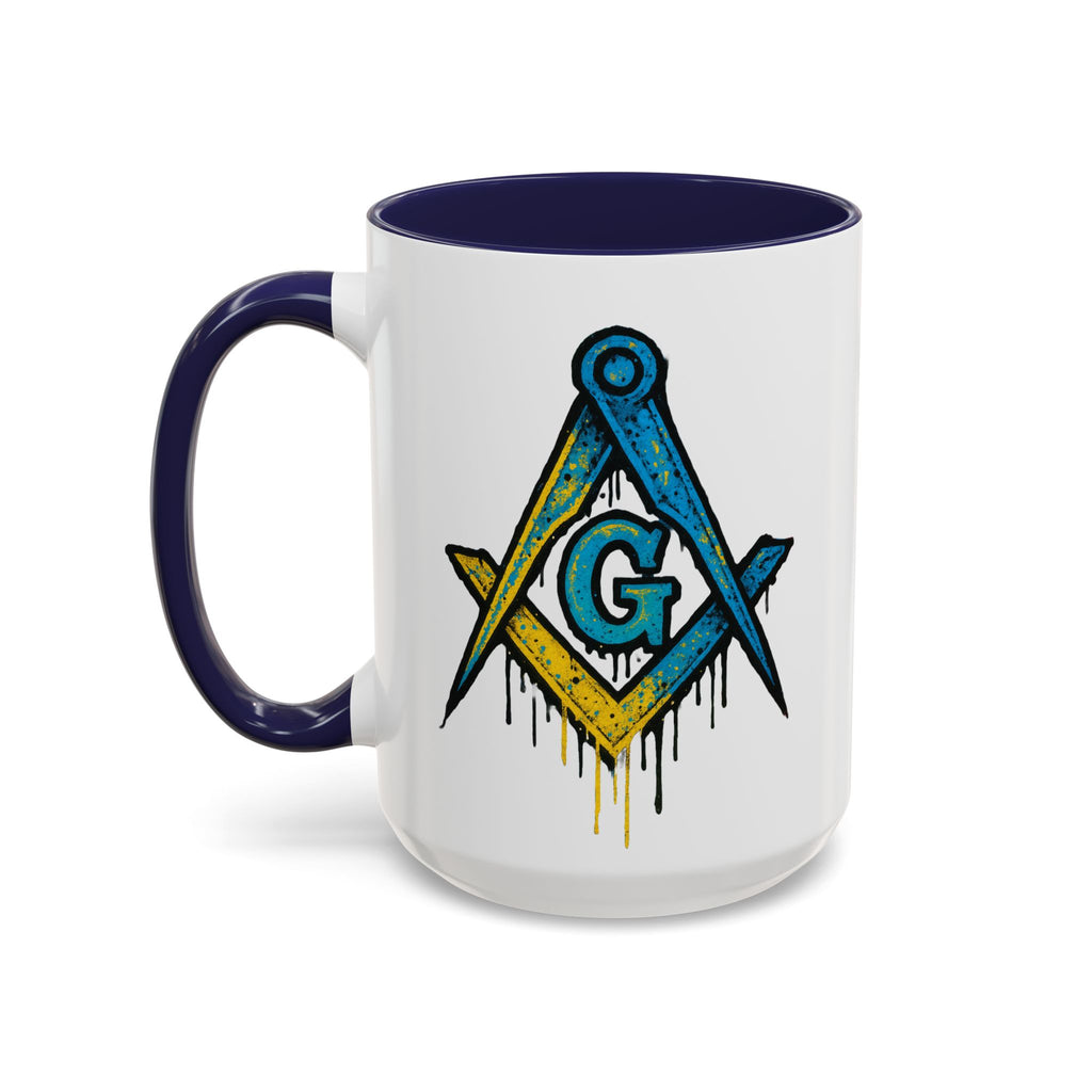 Accent Coffee Mug with Artistic Blue Design, Unique Gift for Coffee Lovers, Tea Cup, Kitchen Decor, Holiday Present, Fun Mug