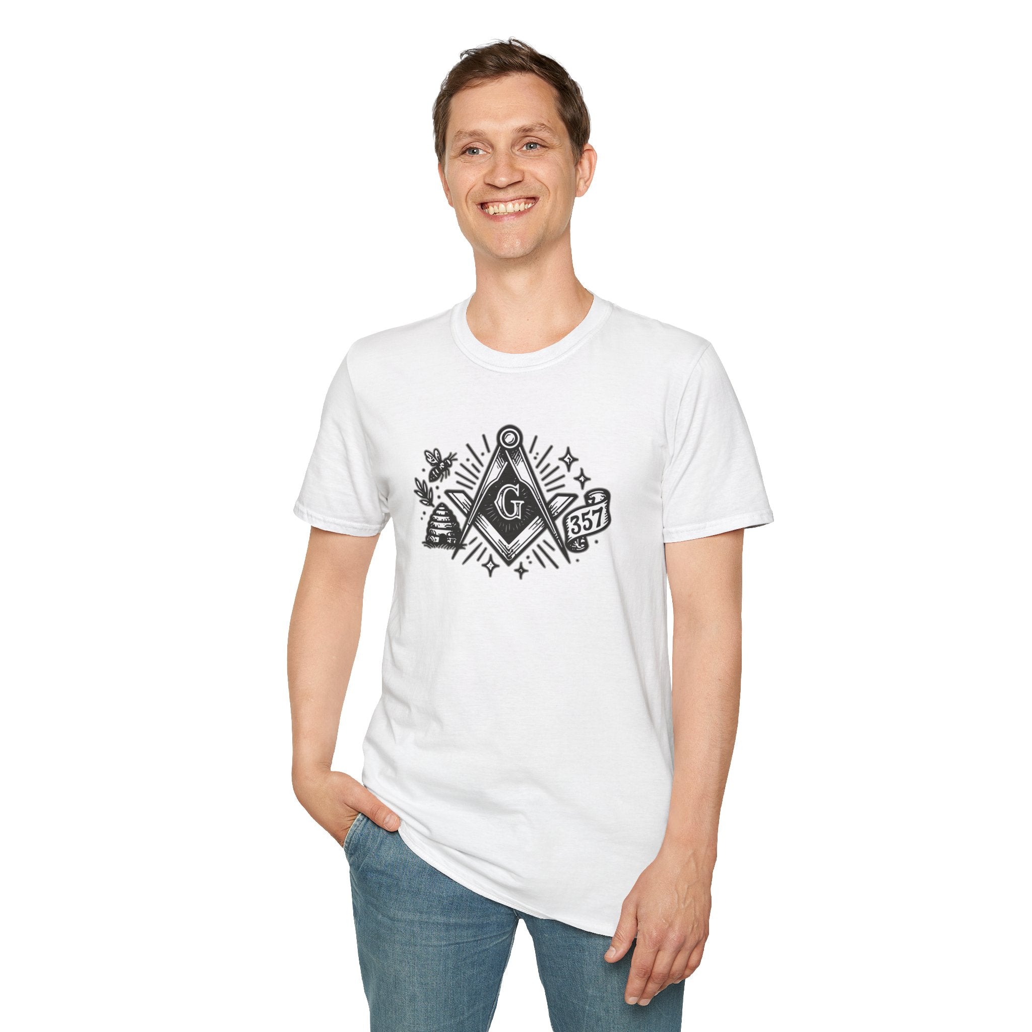 Masonic Symbol Unisex T-Shirt, Freemasonry Shirt, Gift for Mason, Black and White Graphic Tee, Celebratory Apparel