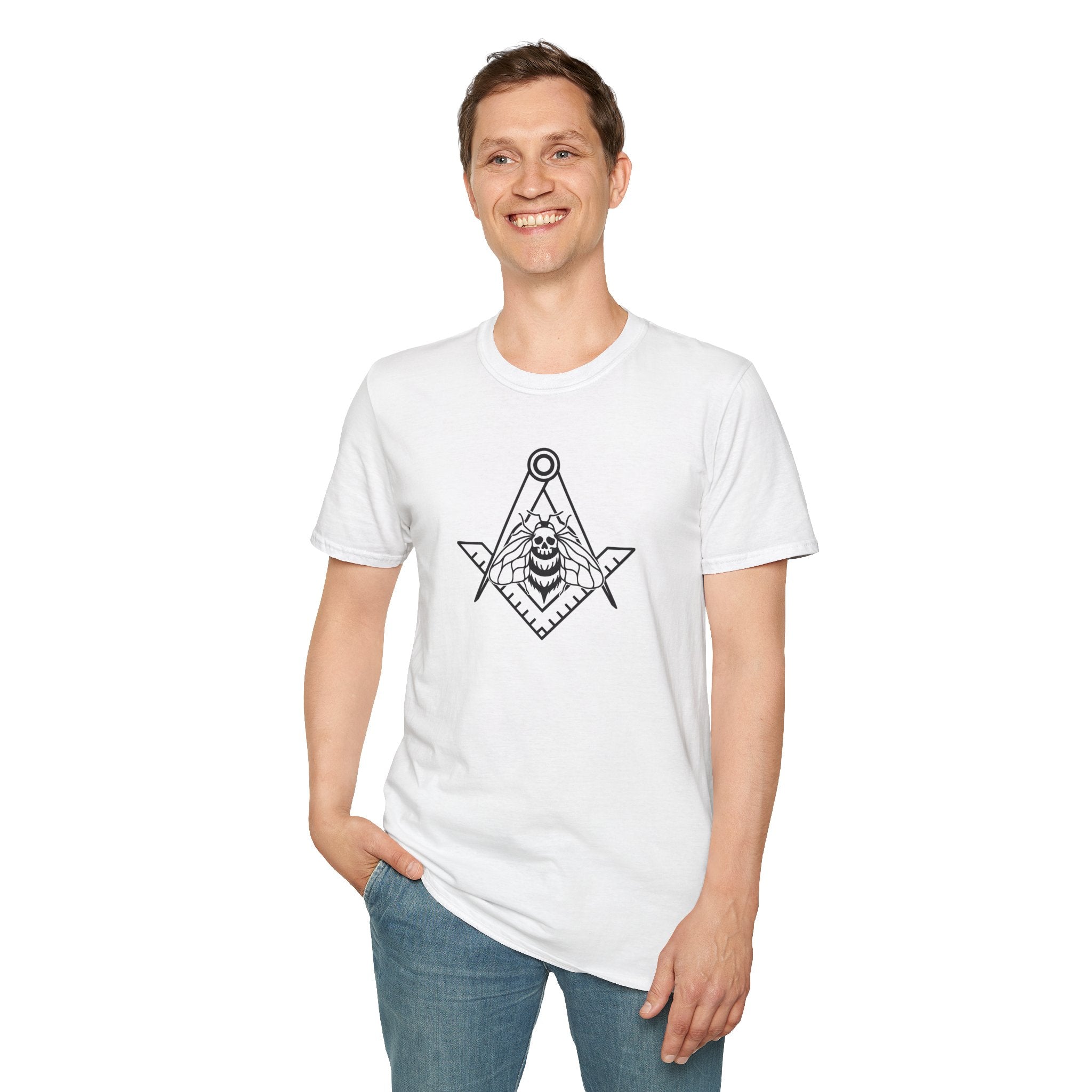 Unique Skull and Compass Design Unisex T-Shirt, Perfect for Masonic Events, Gift for Occasions, Casual Wear, Unique Gift Idea
