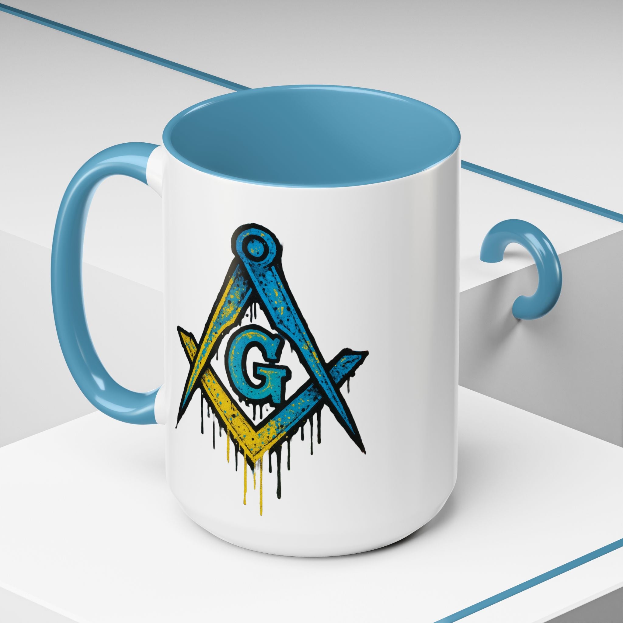 Accent Coffee Mug with Artistic Blue Design, Unique Gift for Coffee Lovers, Tea Cup, Kitchen Decor, Holiday Present, Fun Mug