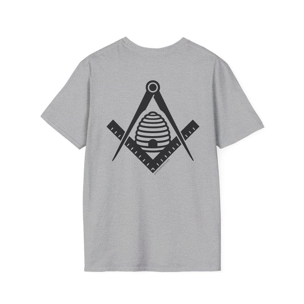 Masonic Beehive Graphic Tee, Unisex Softstyle T-Shirt, Freemason Gift, Symbolic Apparel, Lodge Wear, Brotherhood Shirt, Casual Fashion