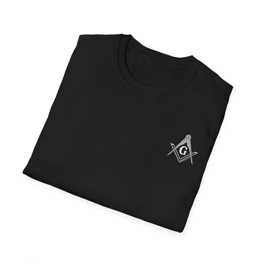 Masonic Graphic Tee, Unisex Softstyle T-Shirt with Eye Design, Freemason Gift, Casual Wear, Vintage Style, Unique Masonic Shirt
