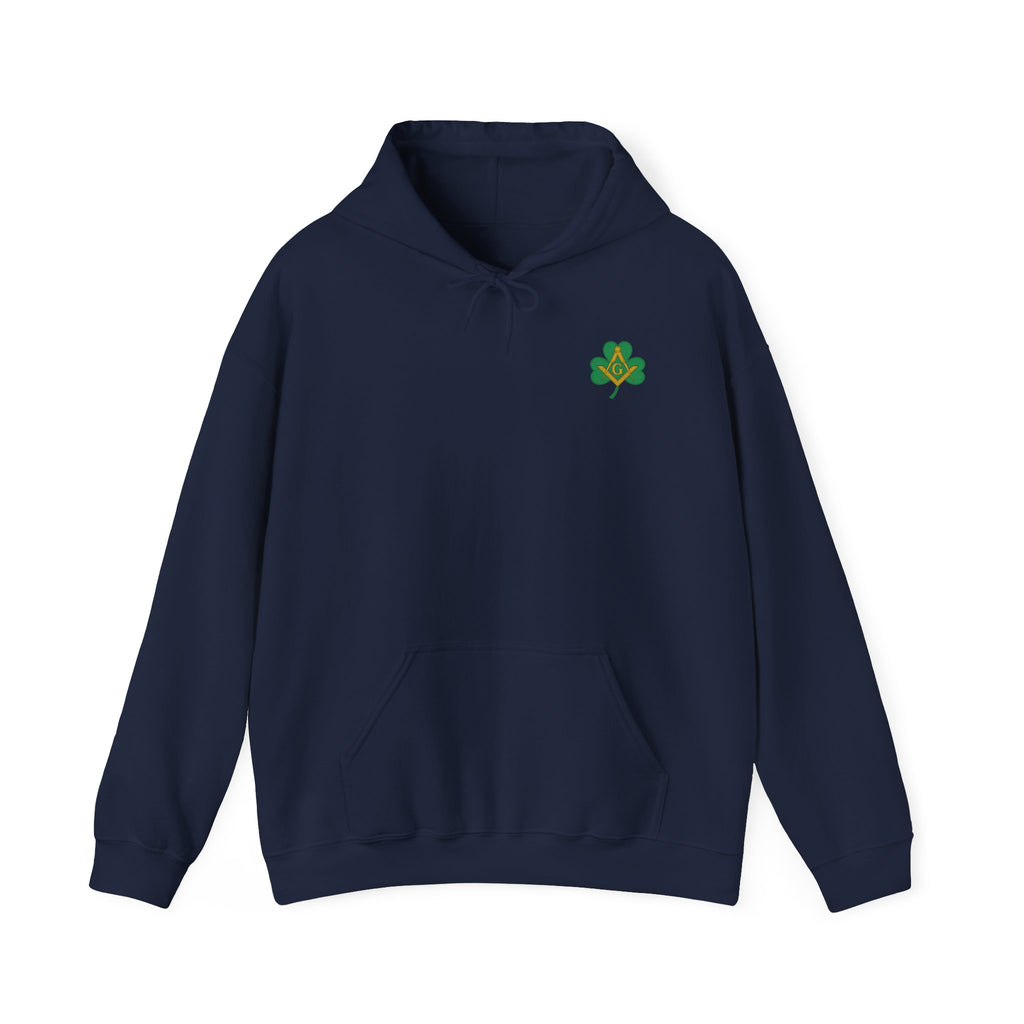 St. Patrick's Day Hooded Sweatshirt, Unisex Sweatshirt, Shamrock Sweater, Green Clover Pullover, Masonic Gift, Holiday Apparel