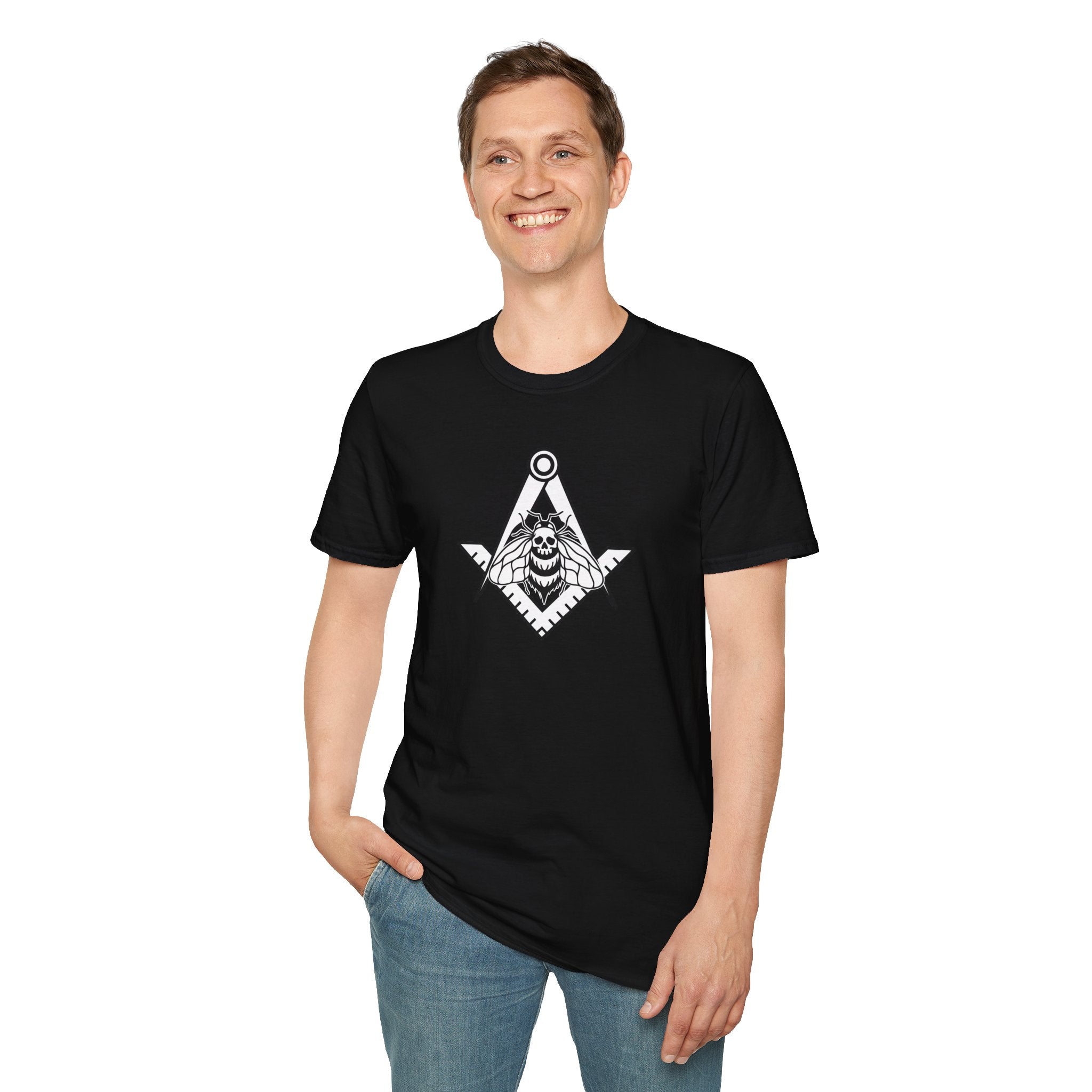 Unique Skull and Compass Design Unisex T-Shirt, Perfect for Masonic Events, Gift for Occasions, Casual Wear, Unique Gift Idea