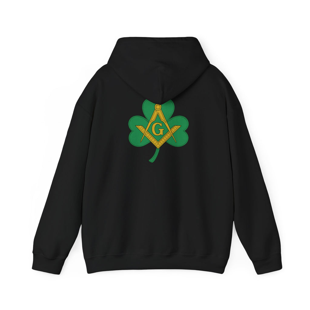 St. Patrick's Day Hooded Sweatshirt, Unisex Sweatshirt, Shamrock Sweater, Green Clover Pullover, Masonic Gift, Holiday Apparel