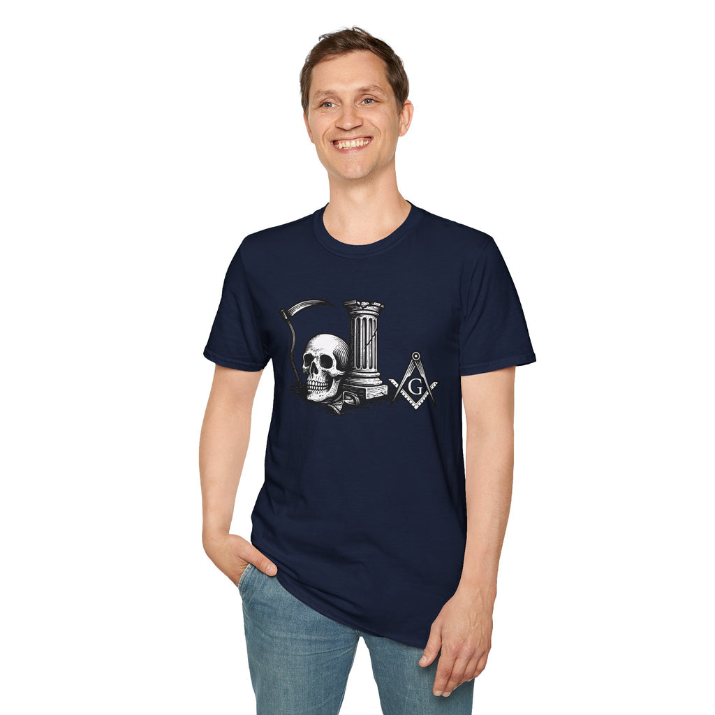 Gothic Skull Unisex T-Shirt, Softstyle Tee for Halloween, Punk Fashion, Casual Wear, Unique Gift