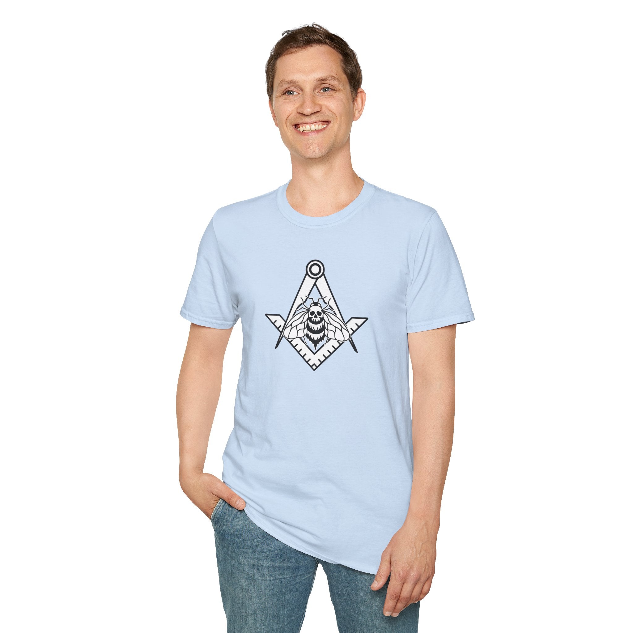 Unique Skull and Compass Design Unisex T-Shirt, Perfect for Masonic Events, Gift for Occasions, Casual Wear, Unique Gift Idea