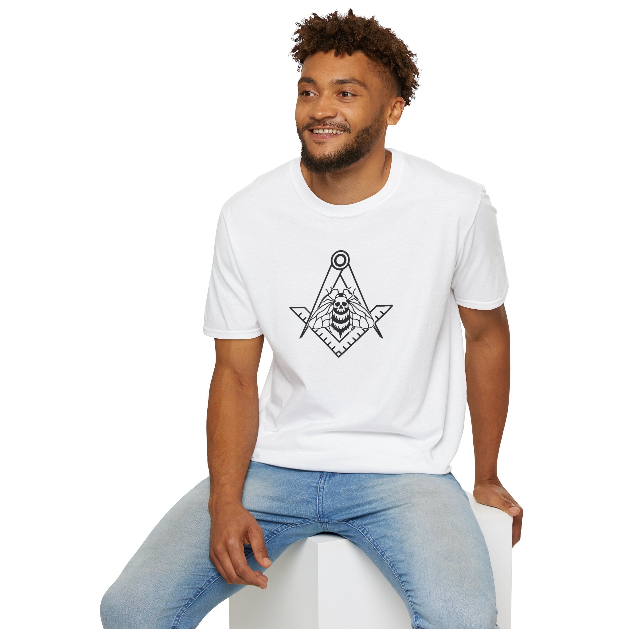 Unique Skull and Compass Design Unisex T-Shirt, Perfect for Masonic Events, Gift for Occasions, Casual Wear, Unique Gift Idea