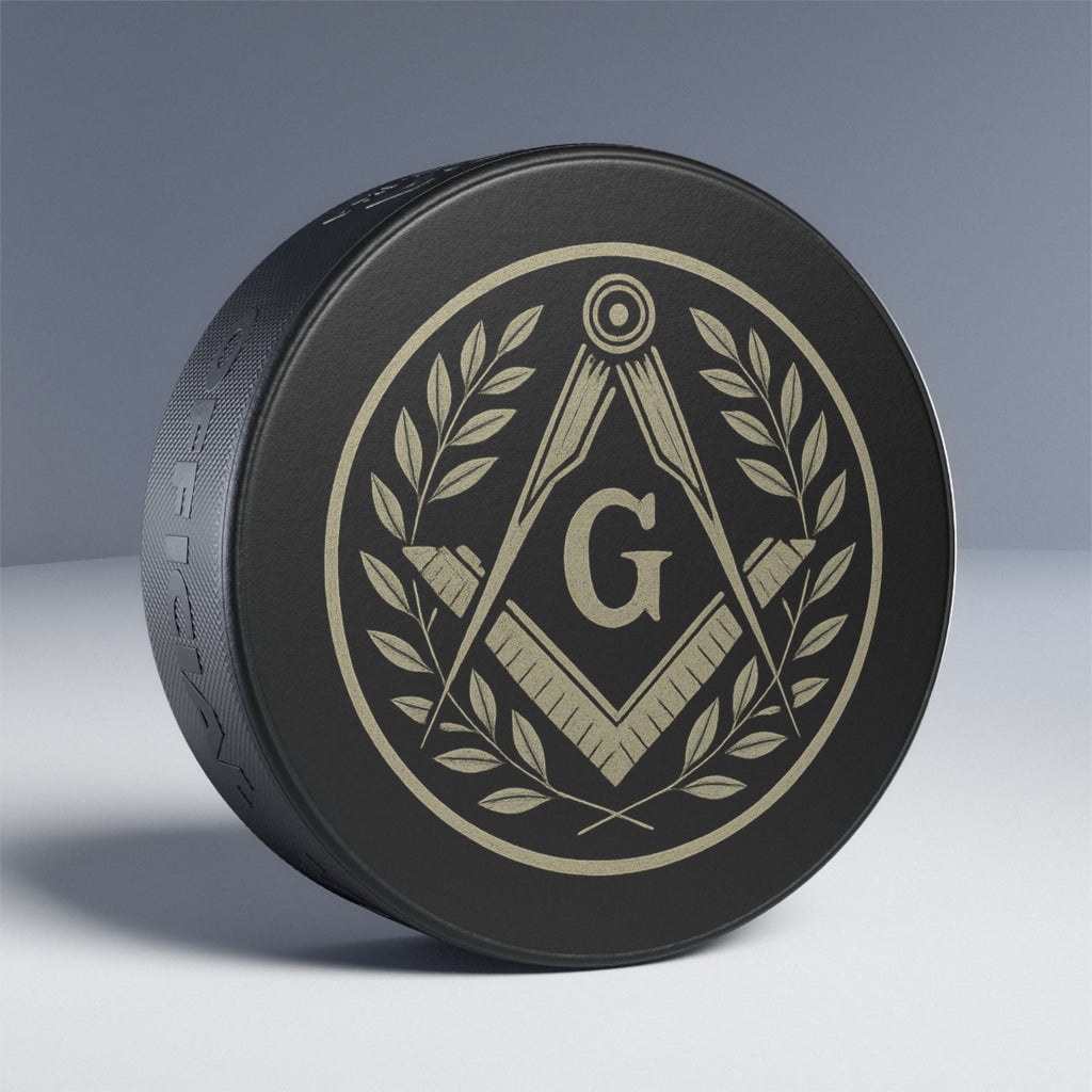 Masonic Hockey Puck | Unique Hockey Gift for Freemasons, Masonic Gift, Sports Collectible, Fraternal Organization Memorabilia