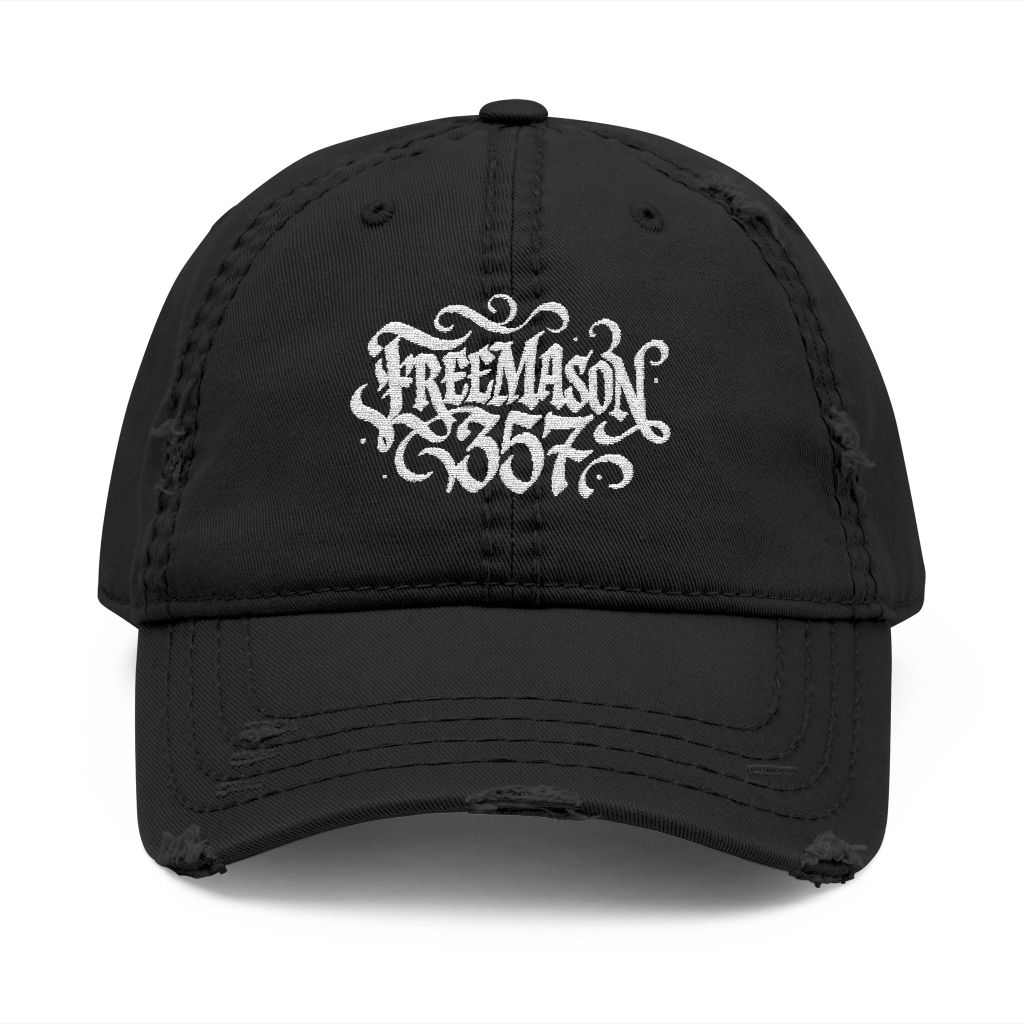 Distressed Embroidered Dad Hat, Casual Summer Headwear, Gift for Dads, Stylish Everyday Cap, Freemason Theme