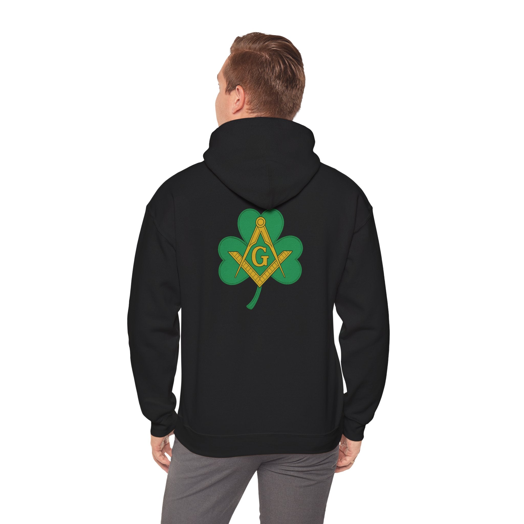 St. Patrick's Day Hooded Sweatshirt, Unisex Sweatshirt, Shamrock Sweater, Green Clover Pullover, Masonic Gift, Holiday Apparel