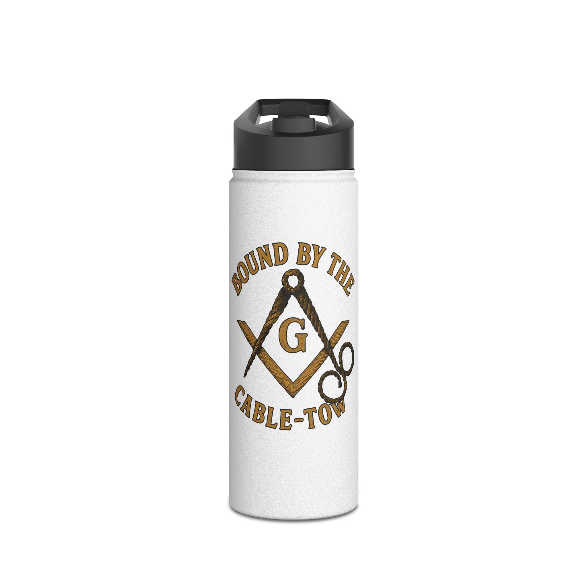 Masonic Stainless Steel Water Bottle, Bound by the Cable-Tow, Travel Mug, Gift for Freemasons, Outdoor Hydration, Customizable Water Bottle