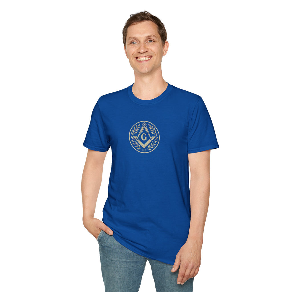 Masonic Symbol Unisex Softstyle T-Shirt | Casual Tee for Freemasons, Gift for Him, Brotherhood Apparel, Everyday Wear, Unique T-Shirt