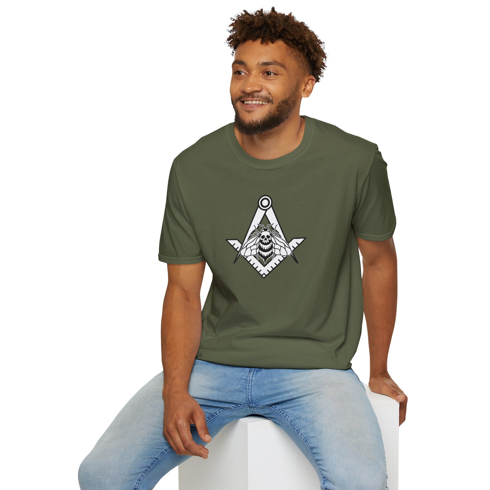 Unique Skull and Compass Design Unisex T-Shirt, Perfect for Masonic Events, Gift for Occasions, Casual Wear, Unique Gift Idea