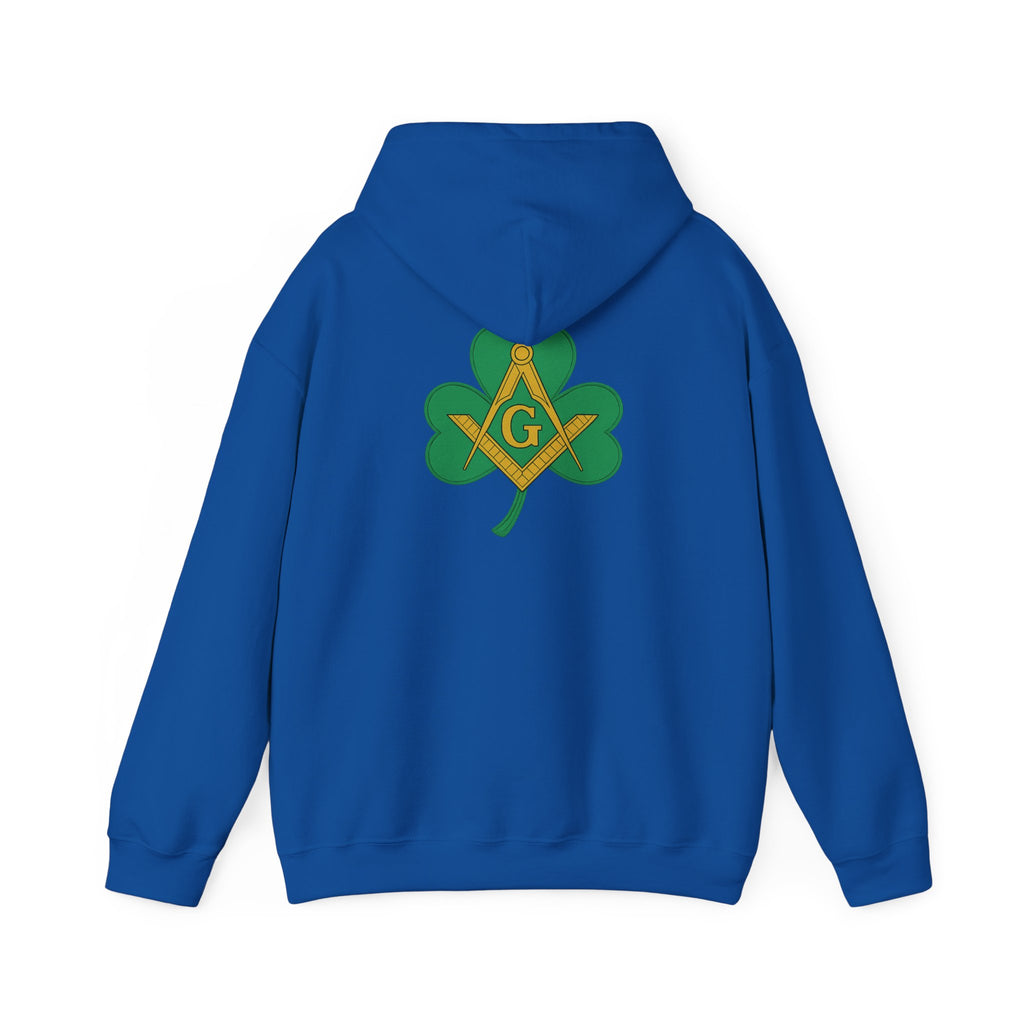 St. Patrick's Day Hooded Sweatshirt, Unisex Sweatshirt, Shamrock Sweater, Green Clover Pullover, Masonic Gift, Holiday Apparel