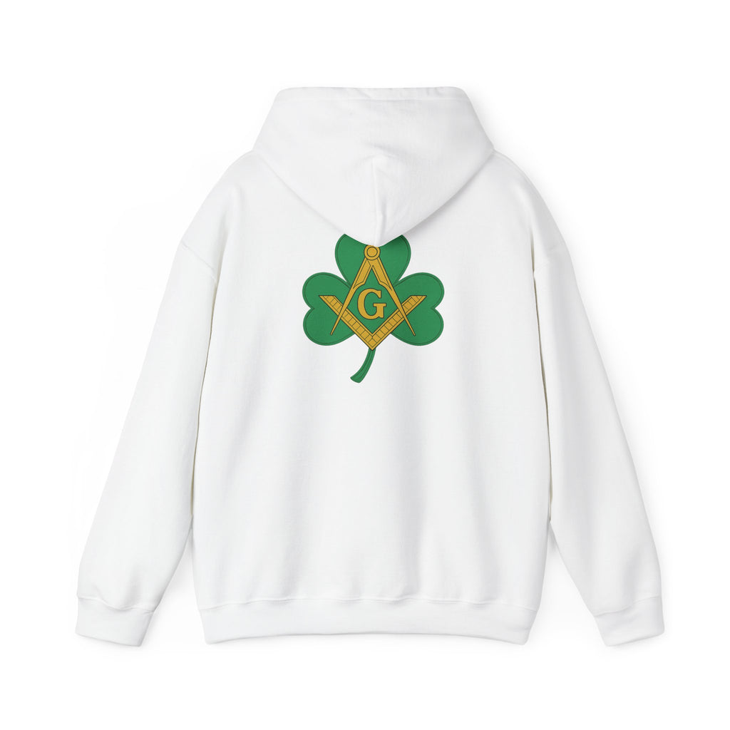 St. Patrick's Day Hooded Sweatshirt, Unisex Sweatshirt, Shamrock Sweater, Green Clover Pullover, Masonic Gift, Holiday Apparel