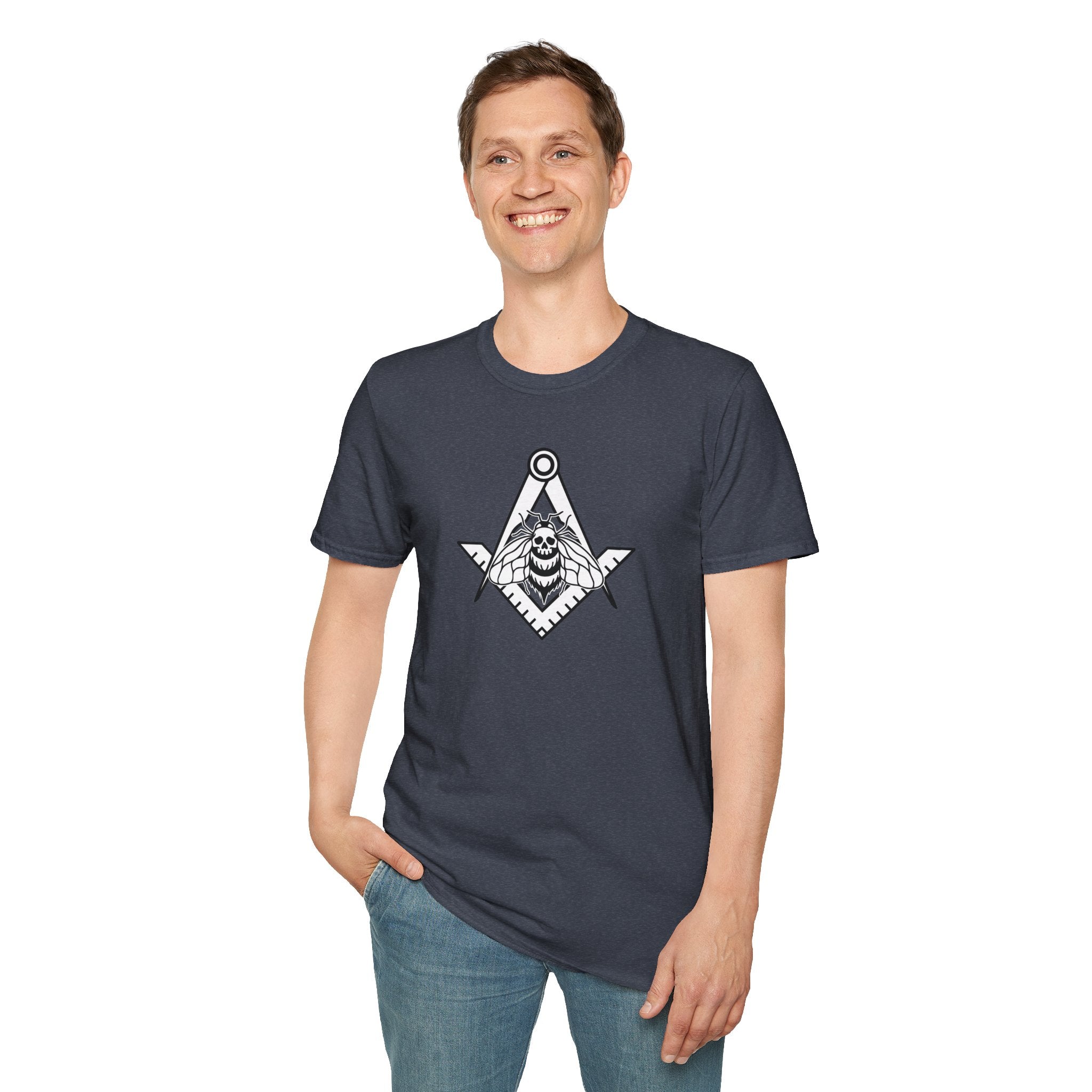 Unique Skull and Compass Design Unisex T-Shirt, Perfect for Masonic Events, Gift for Occasions, Casual Wear, Unique Gift Idea