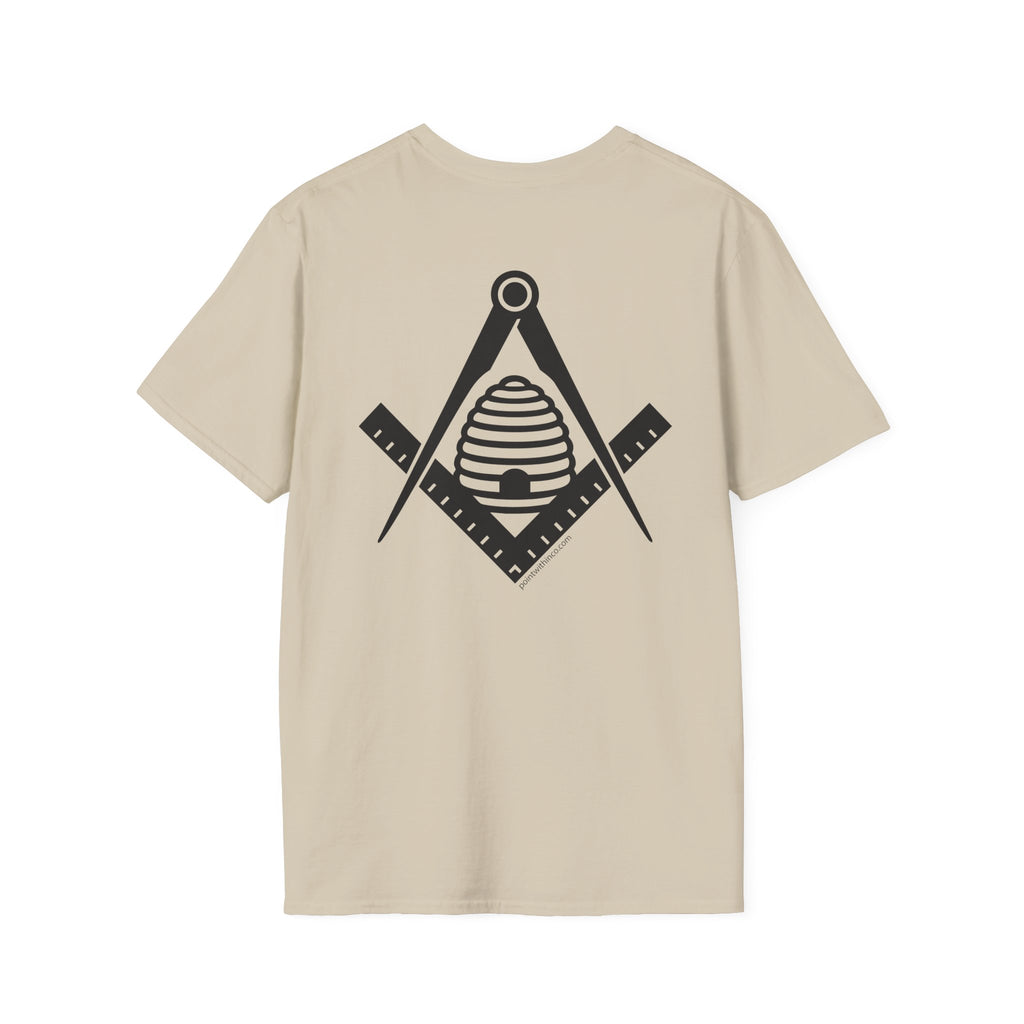 Masonic Beehive Graphic Tee, Unisex Softstyle T-Shirt, Freemason Gift, Symbolic Apparel, Lodge Wear, Brotherhood Shirt, Casual Fashion