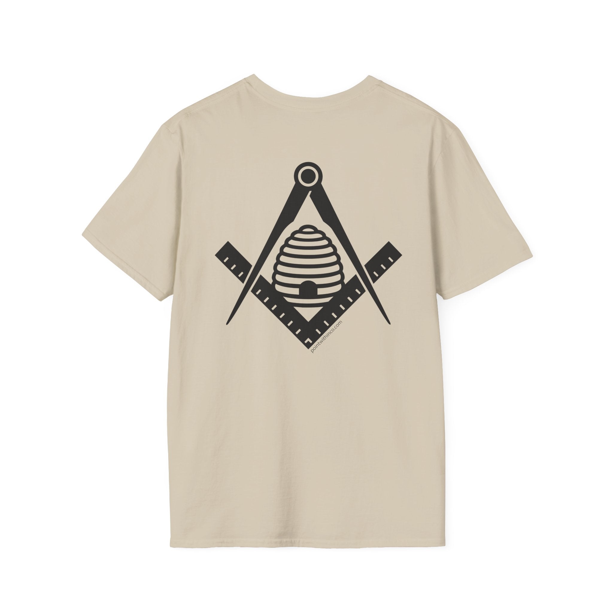 Masonic Beehive Graphic Tee, Unisex Softstyle T-Shirt, Freemason Gift, Symbolic Apparel, Lodge Wear, Brotherhood Shirt, Casual Fashion