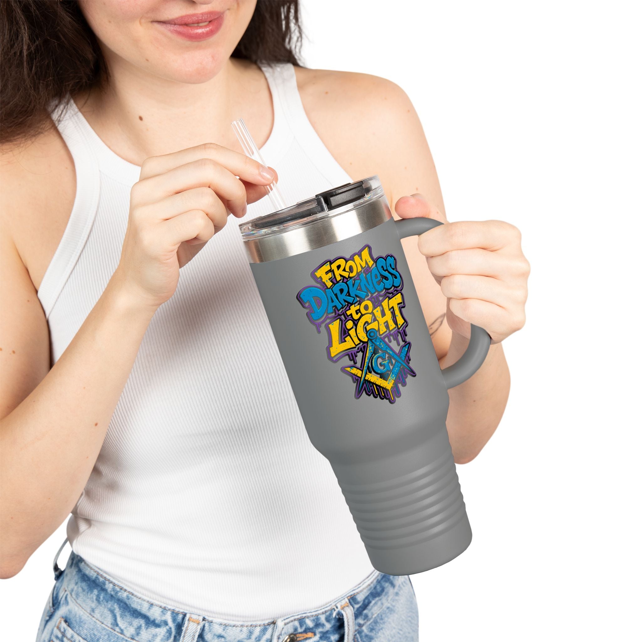 Vibrant Insulated Travel Mug, 40oz - Perfect for Hot or Cold Drinks, Great for Outdoors, Gifts for Friends, Inspirational Quotes