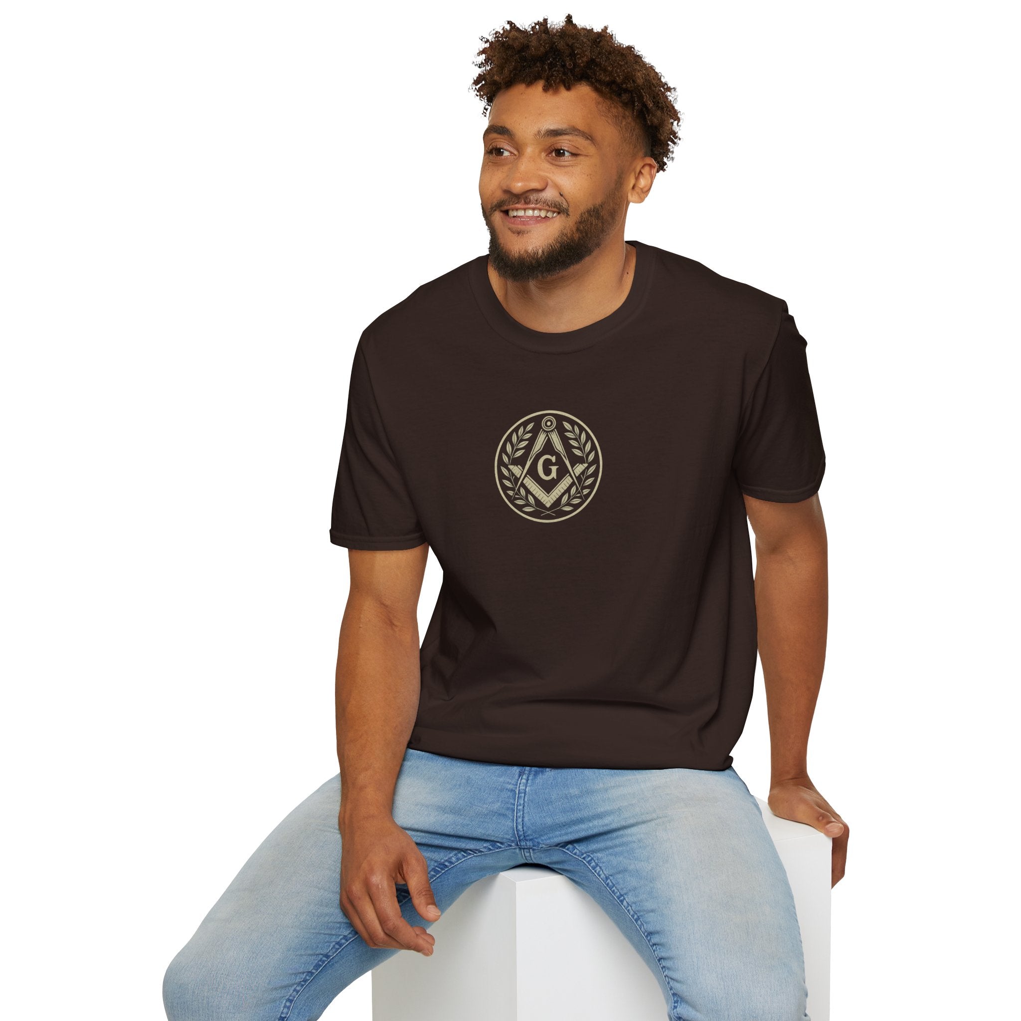 Masonic Symbol Unisex Softstyle T-Shirt | Casual Tee for Freemasons, Gift for Him, Brotherhood Apparel, Everyday Wear, Unique T-Shirt