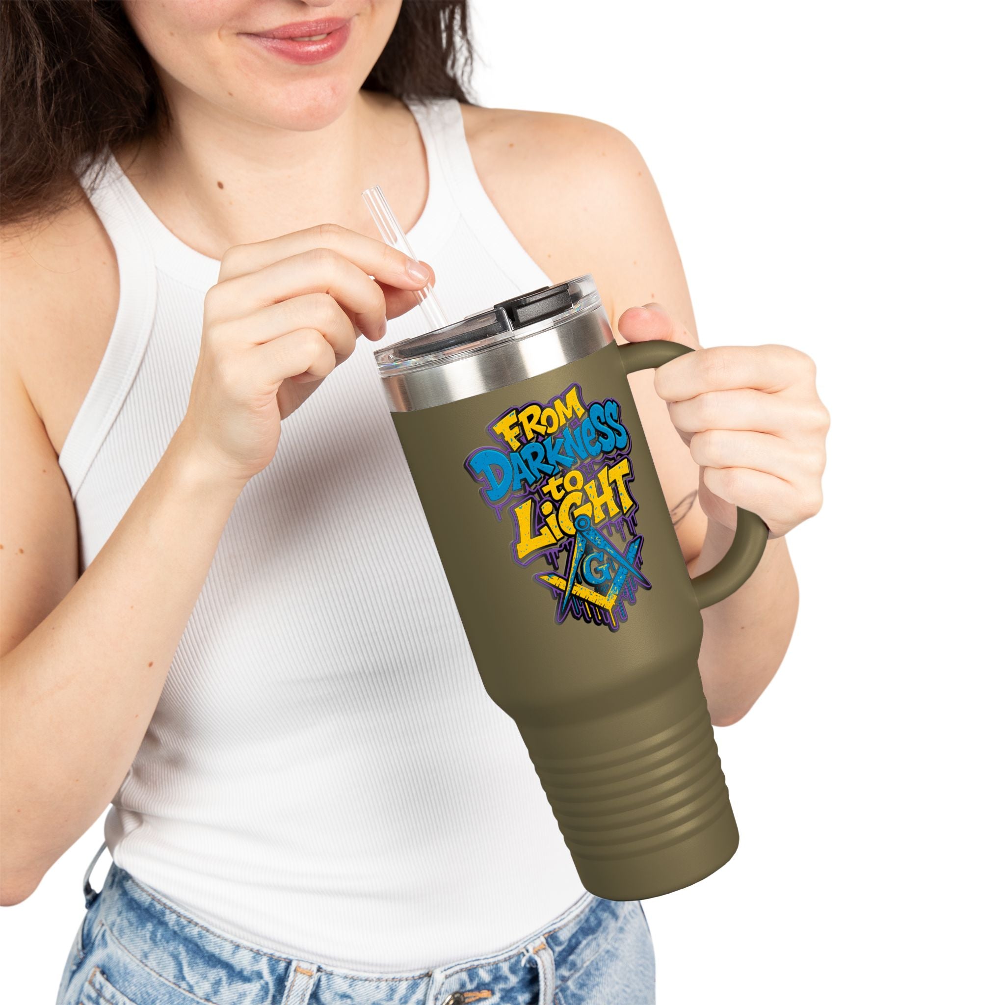 Vibrant Insulated Travel Mug, 40oz - Perfect for Hot or Cold Drinks, Great for Outdoors, Gifts for Friends, Inspirational Quotes
