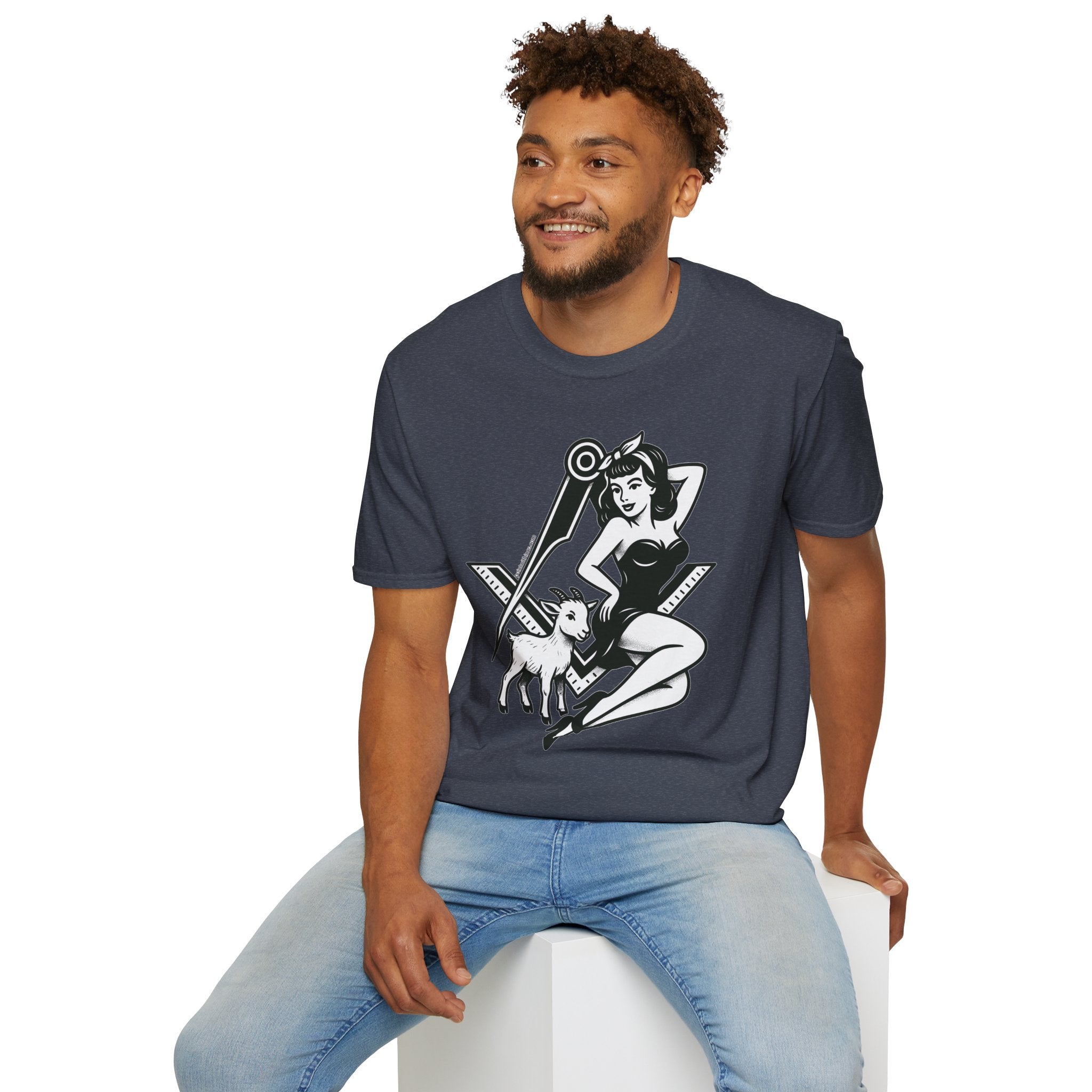 Vintage Pin-Up Girl Graphic T-Shirt, Unisex Retro Tee, Dog Lover Gift, Casual Wear, Birthday Present, Summer Essentials