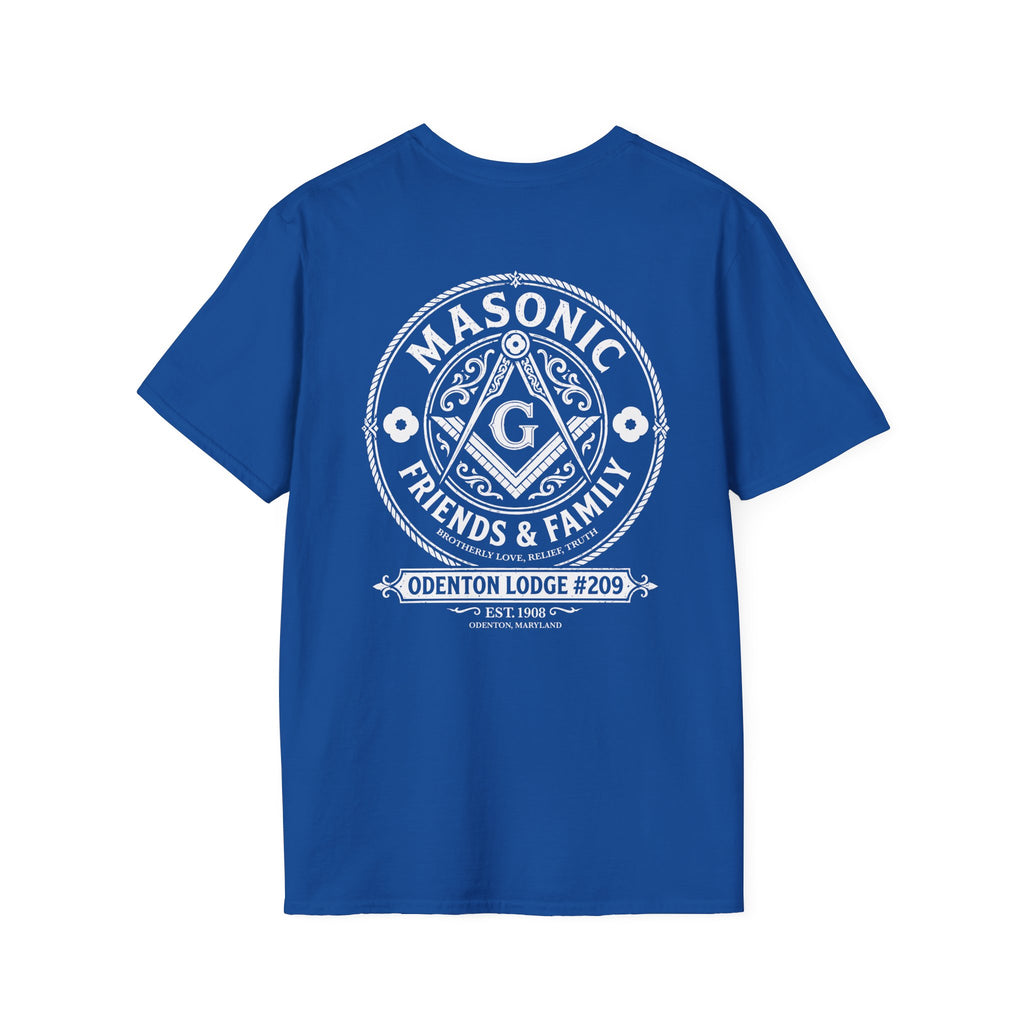 Freemason friends and family Crest Pocket T-Shirt — Masonic Symbol Blue Tee