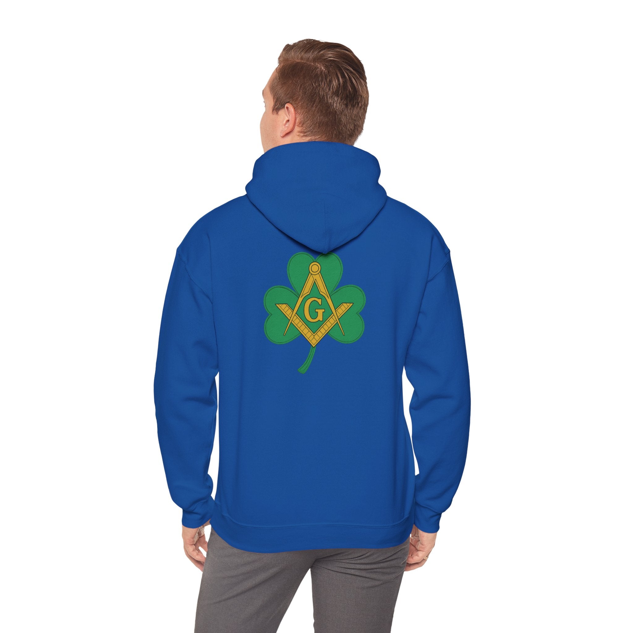 St. Patrick's Day Hooded Sweatshirt, Unisex Sweatshirt, Shamrock Sweater, Green Clover Pullover, Masonic Gift, Holiday Apparel