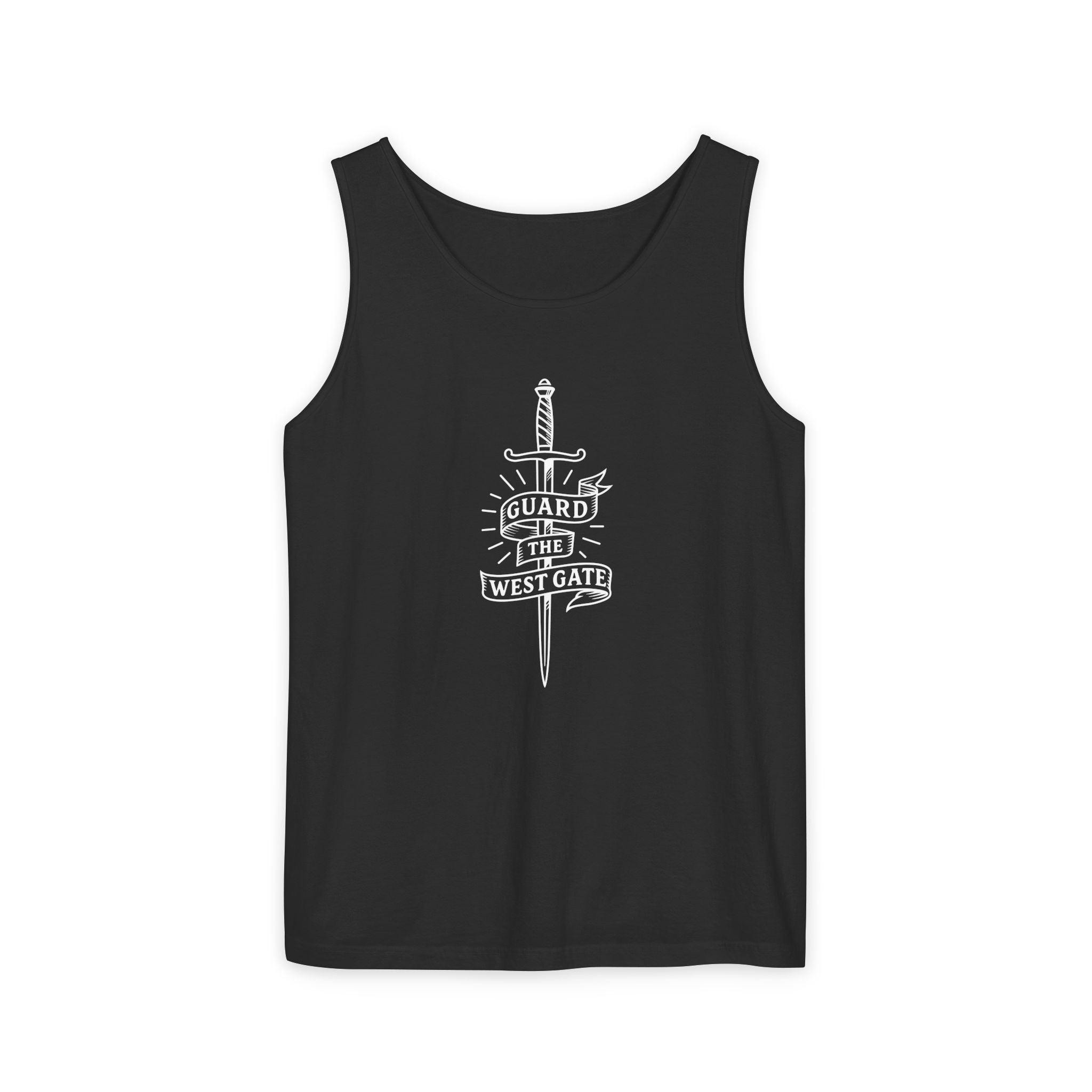 Guard the West Gate Unisex Tank Top, Casual Summer Wear, Outdoor Adventure Top, Gifts for Gamers, Stylish Sports Apparel