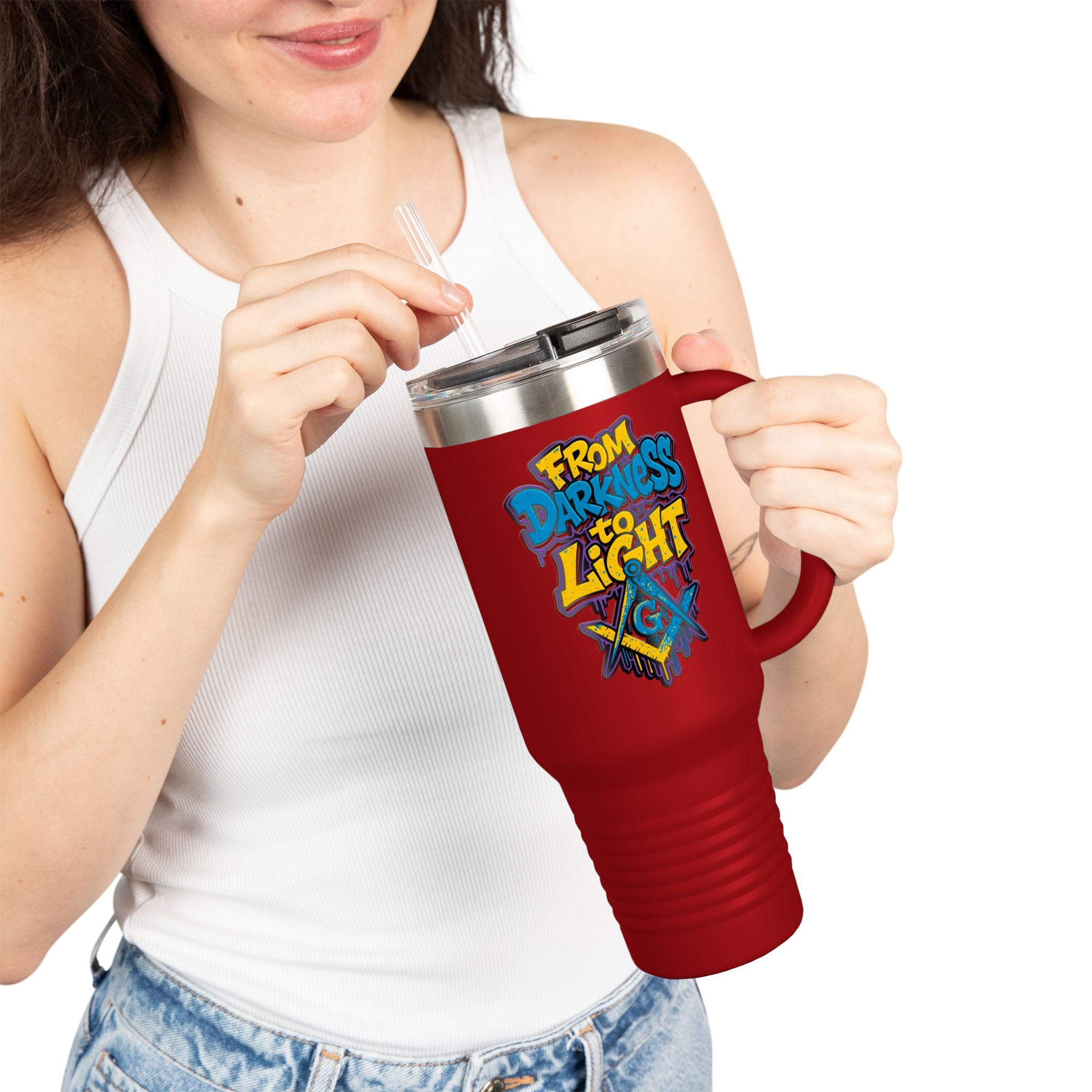 Vibrant Insulated Travel Mug, 40oz - Perfect for Hot or Cold Drinks, Great for Outdoors, Gifts for Friends, Inspirational Quotes