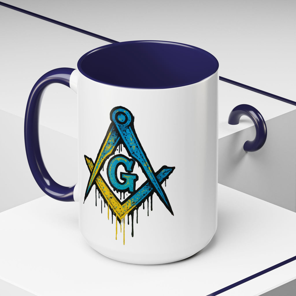 Accent Coffee Mug with Artistic Blue Design, Unique Gift for Coffee Lovers, Tea Cup, Kitchen Decor, Holiday Present, Fun Mug