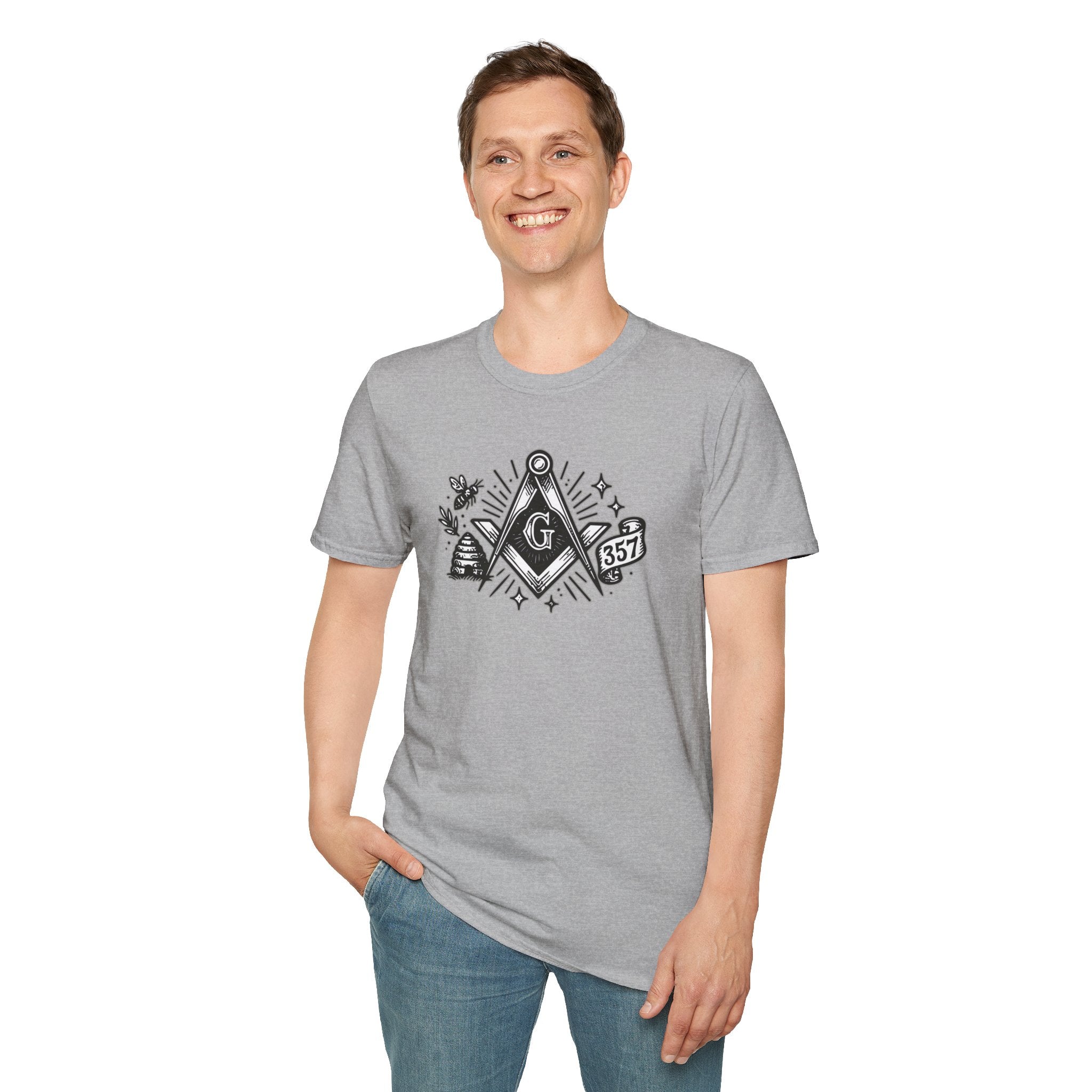 Masonic Symbol Unisex T-Shirt, Freemasonry Shirt, Gift for Mason, Black and White Graphic Tee, Celebratory Apparel