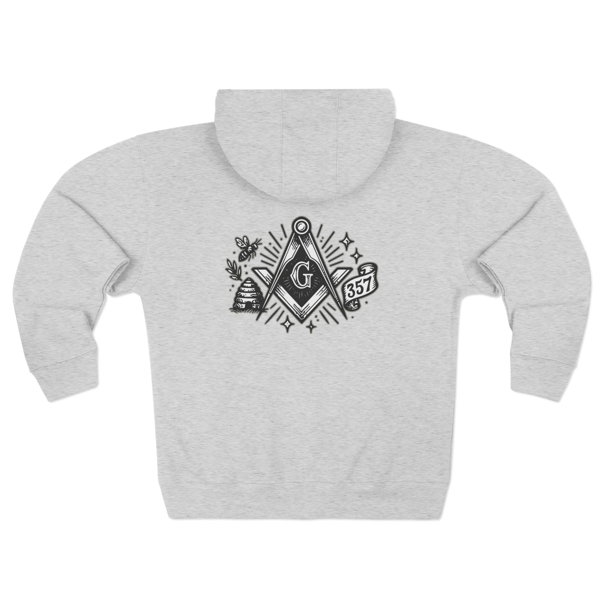 Unisex Zip Hoodie with Freemason Design - Cozy Layer for Rituals, Gifts for Masons, Occasions like Initiation or Celebrations