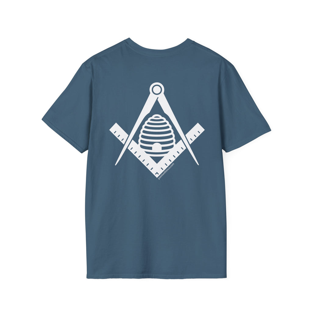 Masonic Beehive Graphic Tee, Unisex Softstyle T-Shirt, Freemason Gift, Symbolic Apparel, Lodge Wear, Brotherhood Shirt, Casual Fashion