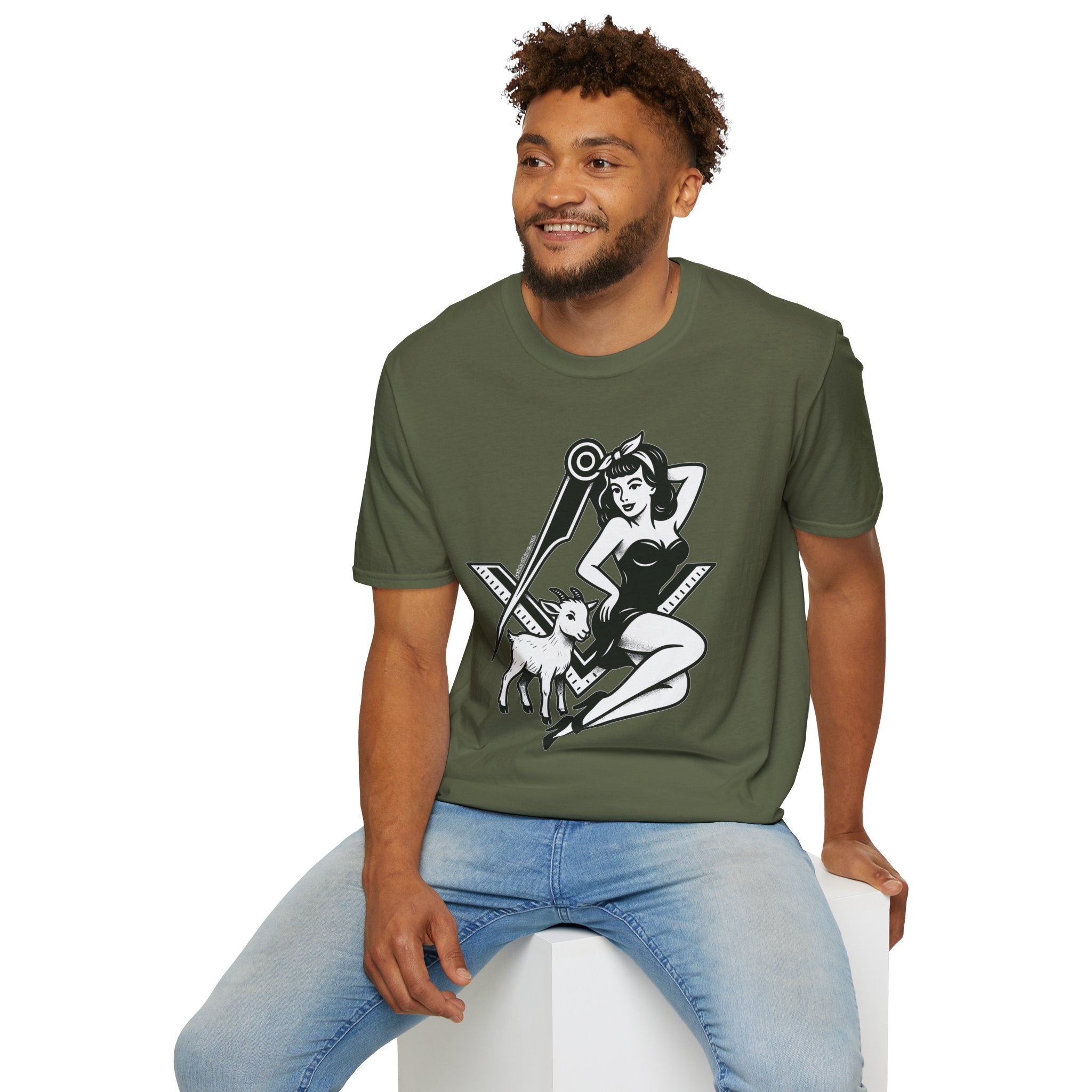 Vintage Pin-Up Girl Graphic T-Shirt, Unisex Retro Tee, Dog Lover Gift, Casual Wear, Birthday Present, Summer Essentials