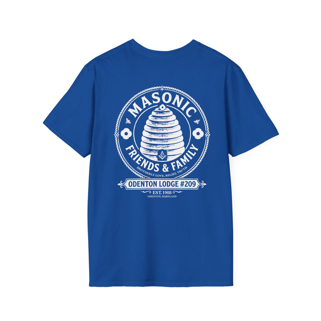 Ladies version of Freemason friends and family T-Shirt — Masonic Symbol Blue Tee