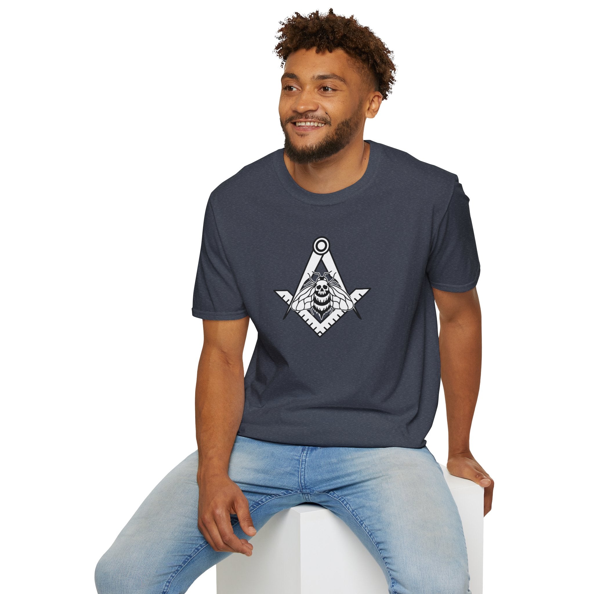Unique Skull and Compass Design Unisex T-Shirt, Perfect for Masonic Events, Gift for Occasions, Casual Wear, Unique Gift Idea