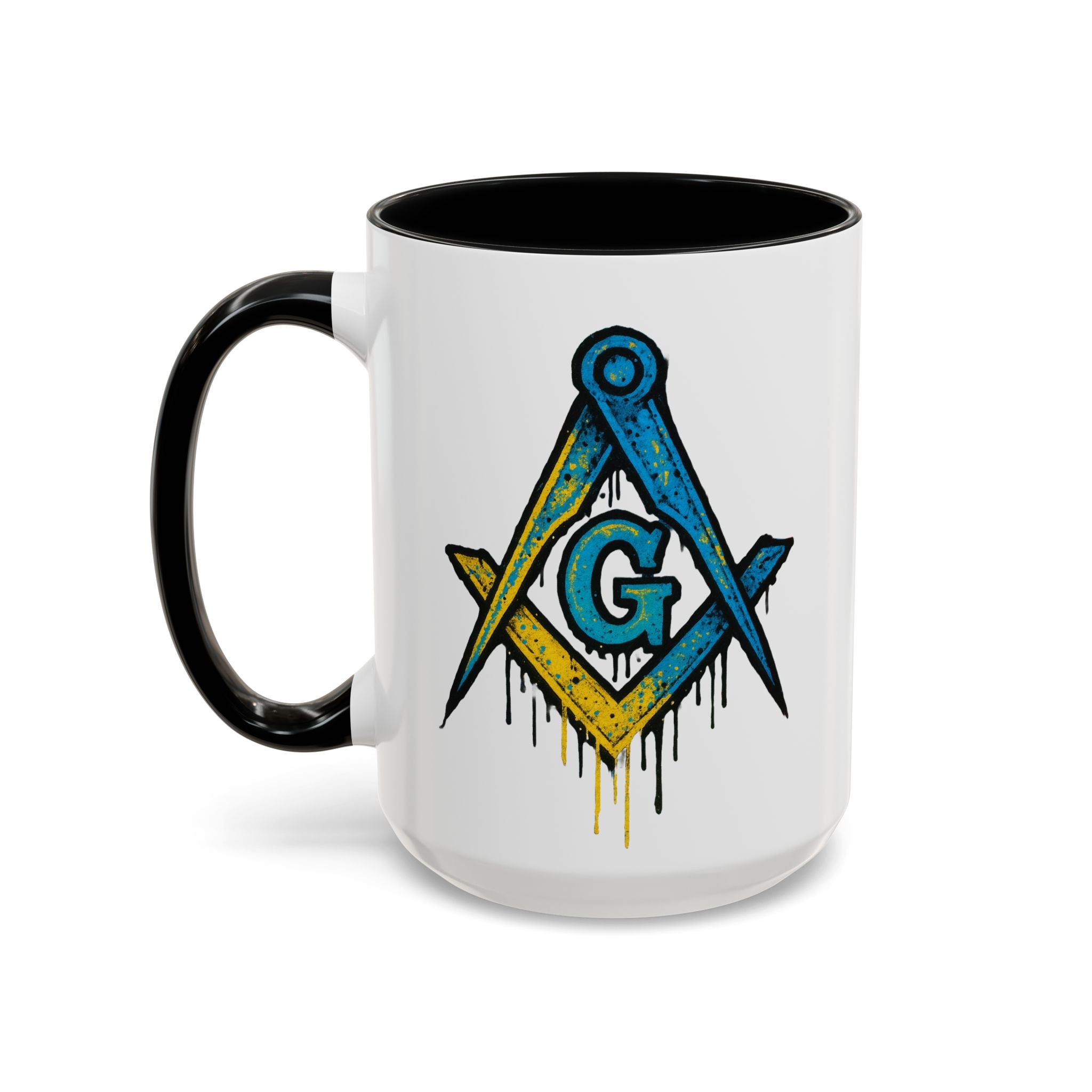 Accent Coffee Mug with Artistic Blue Design, Unique Gift for Coffee Lovers, Tea Cup, Kitchen Decor, Holiday Present, Fun Mug