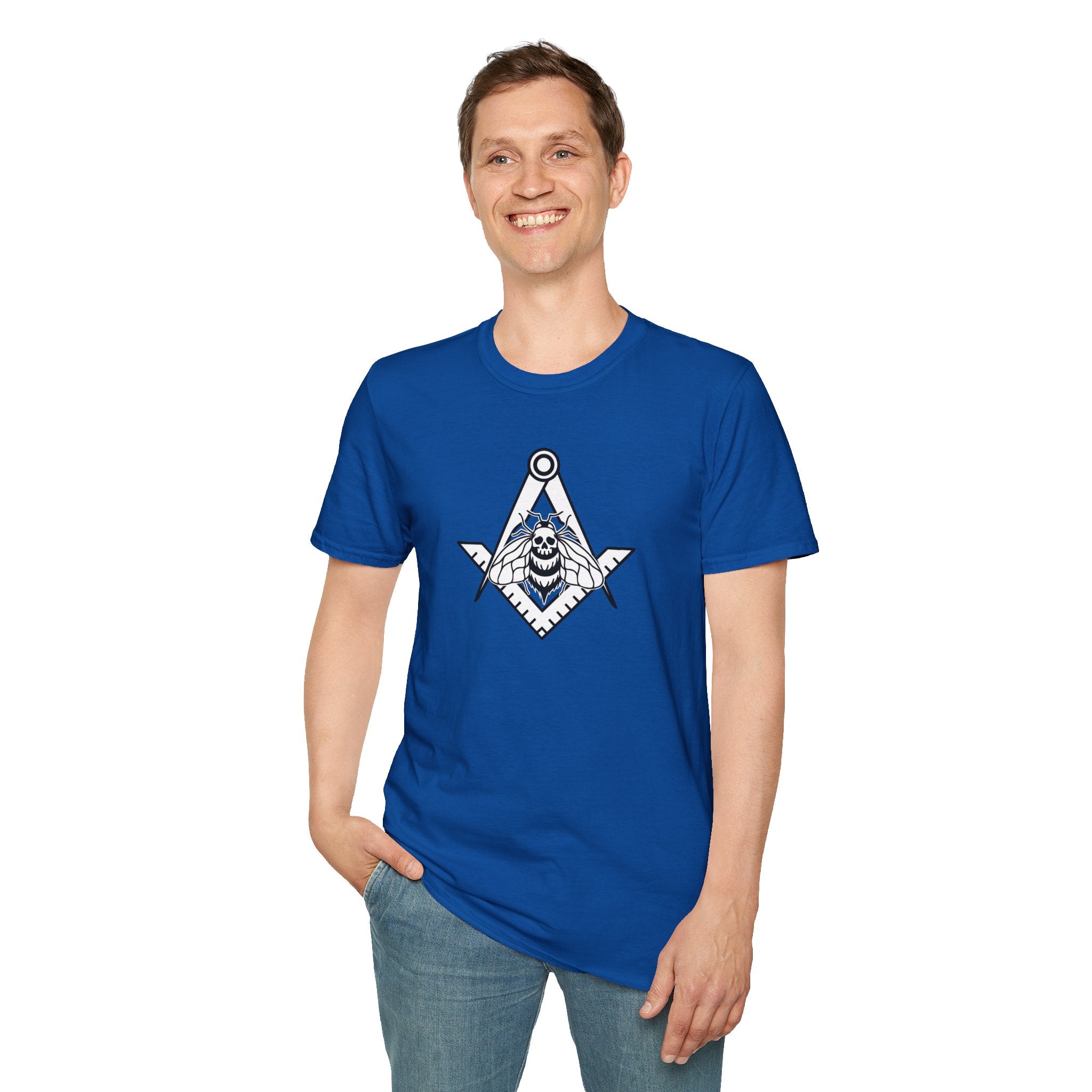 Unique Skull and Compass Design Unisex T-Shirt, Perfect for Masonic Events, Gift for Occasions, Casual Wear, Unique Gift Idea