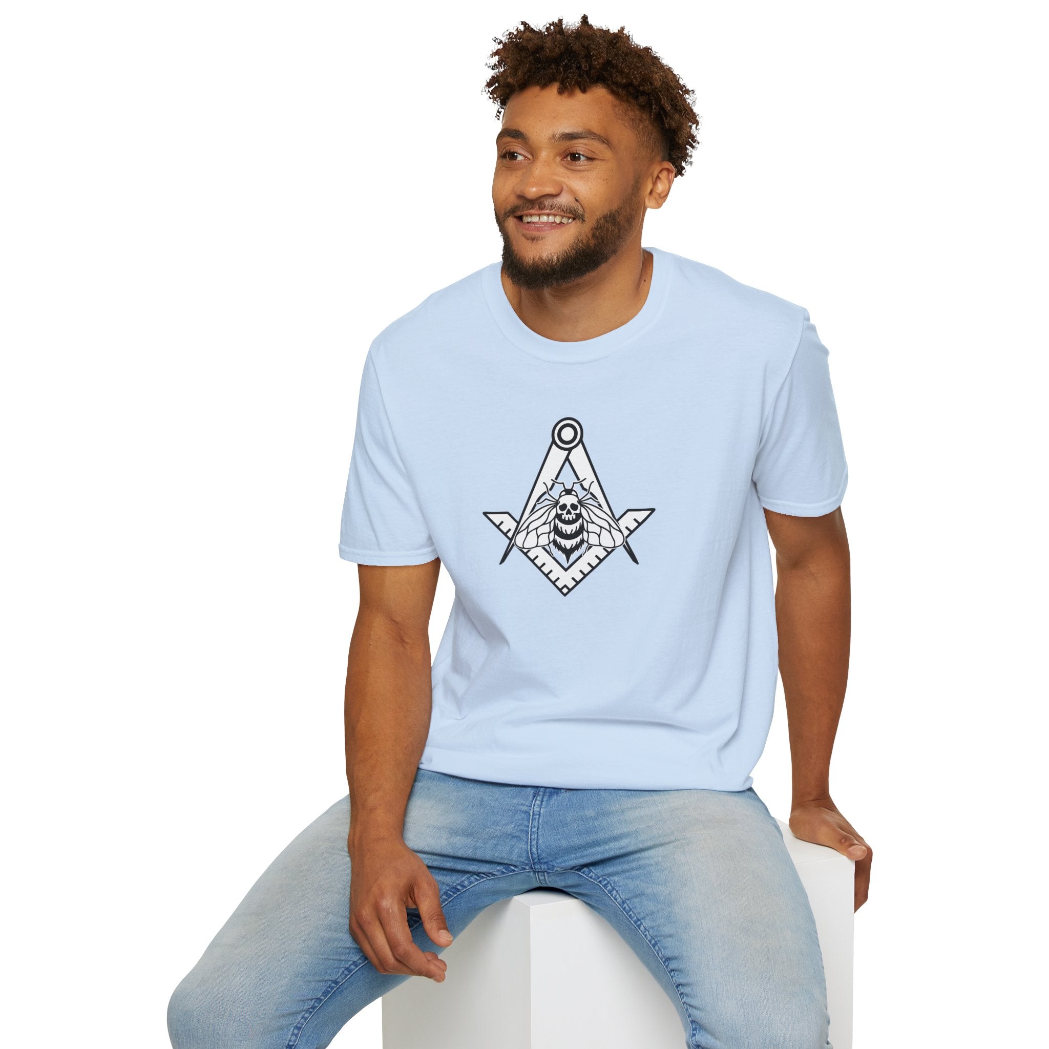 Unique Skull and Compass Design Unisex T-Shirt, Perfect for Masonic Events, Gift for Occasions, Casual Wear, Unique Gift Idea