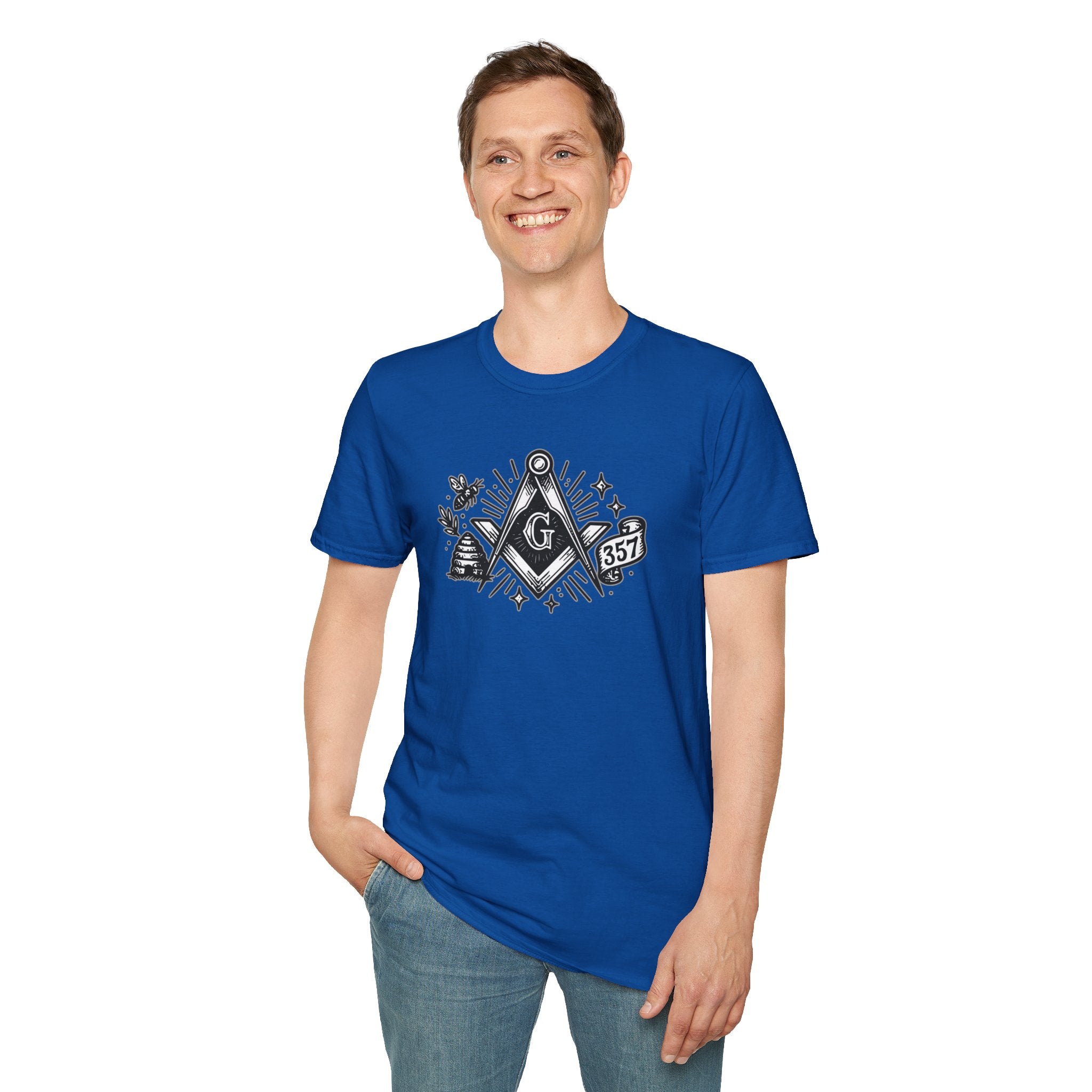 Masonic Symbol Unisex T-Shirt, Freemasonry Shirt, Gift for Mason, Black and White Graphic Tee, Celebratory Apparel