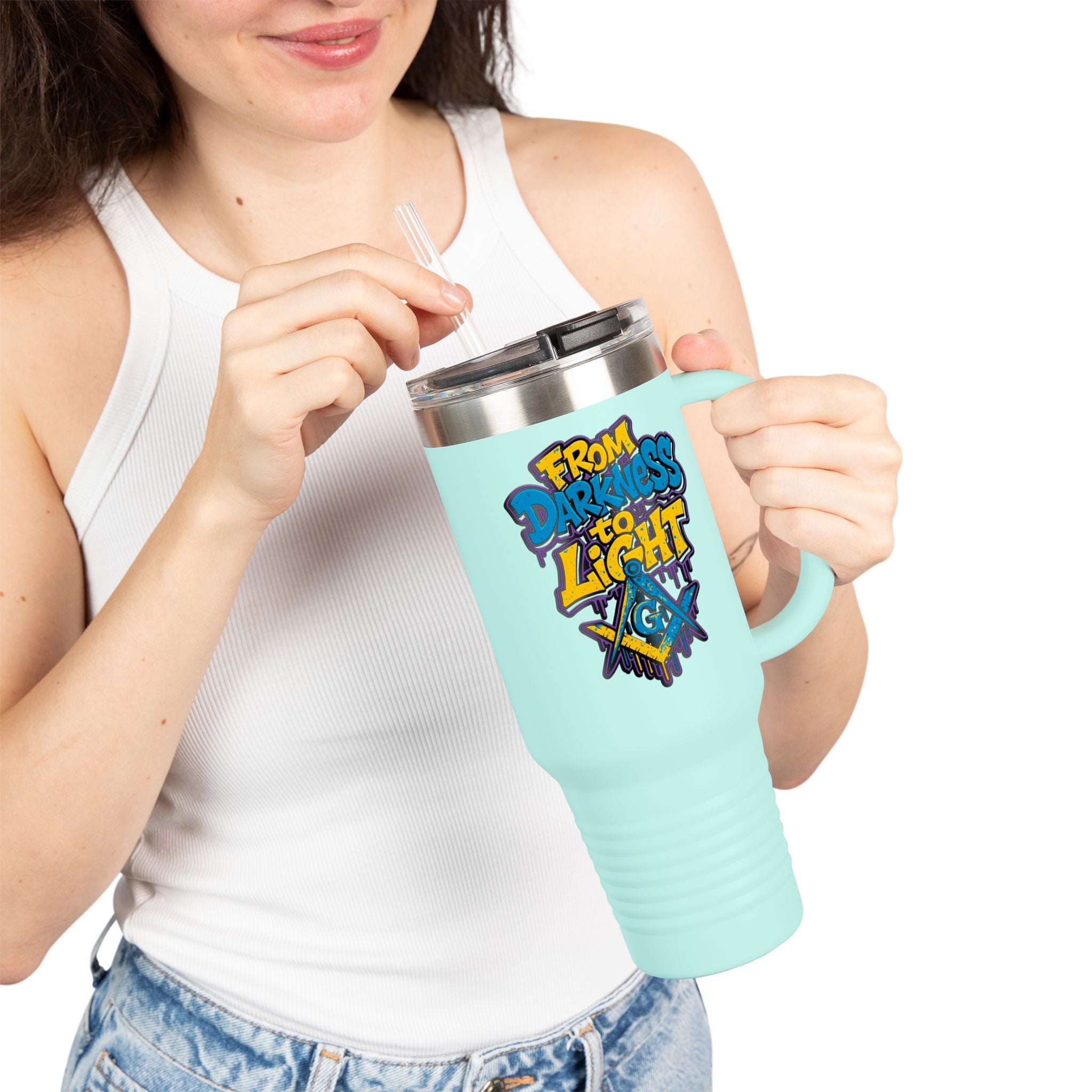 Vibrant Insulated Travel Mug, 40oz - Perfect for Hot or Cold Drinks, Great for Outdoors, Gifts for Friends, Inspirational Quotes