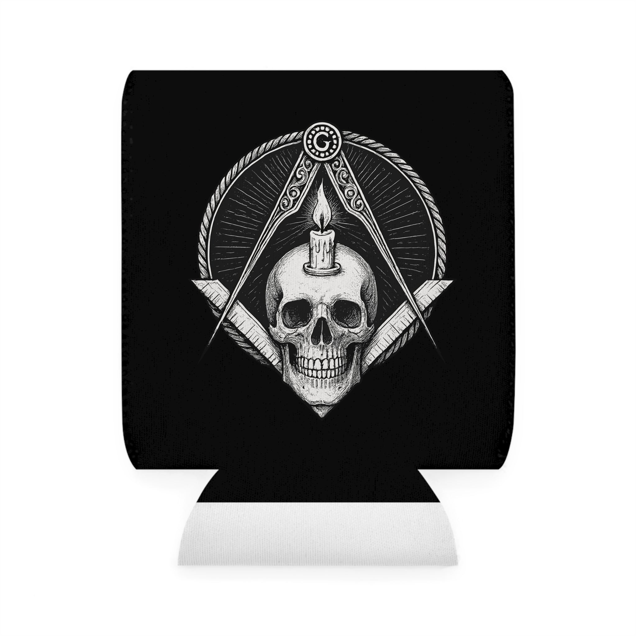 Masonic Skull Can Cooler Sleeve | Unique Drink Holder for Parties, Halloween, Gifts, Barware, and Decor