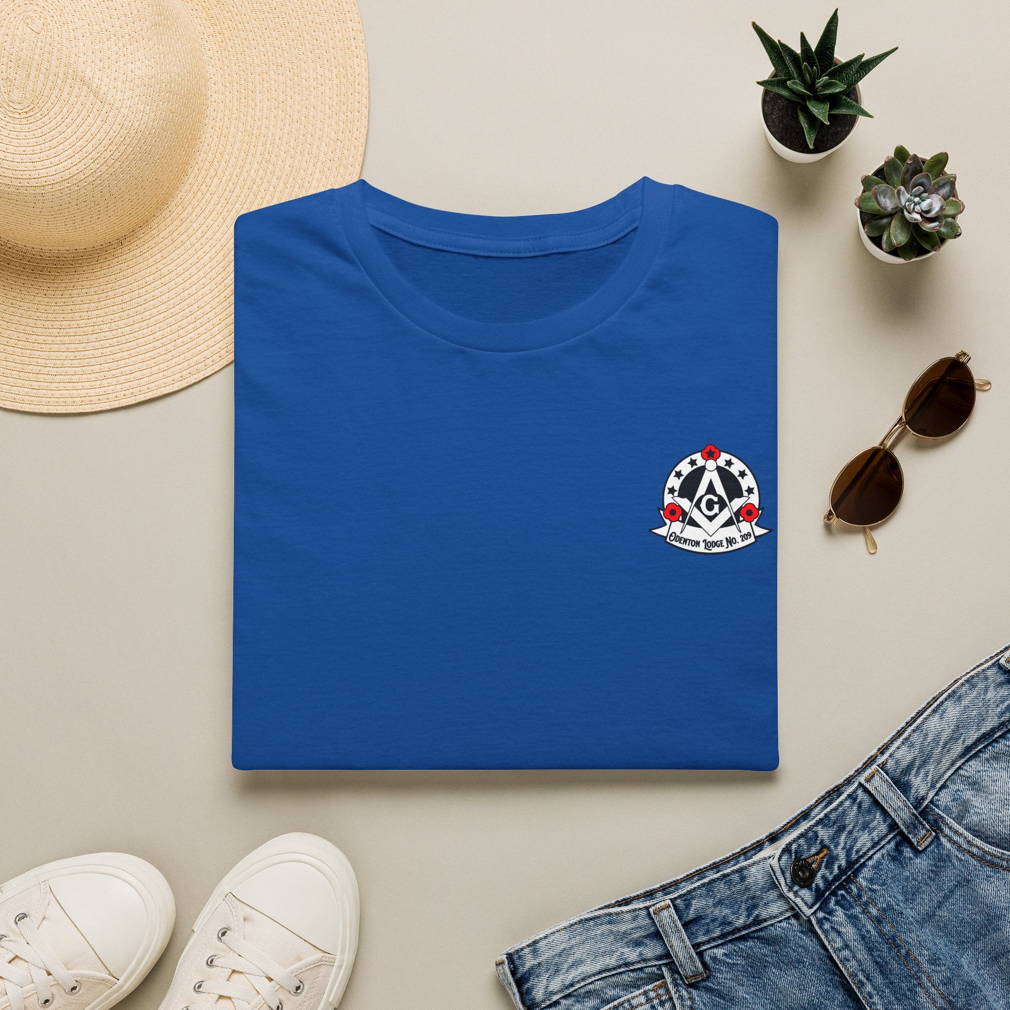 Freemason friends and family Crest Pocket T-Shirt — Masonic Symbol Blue Tee