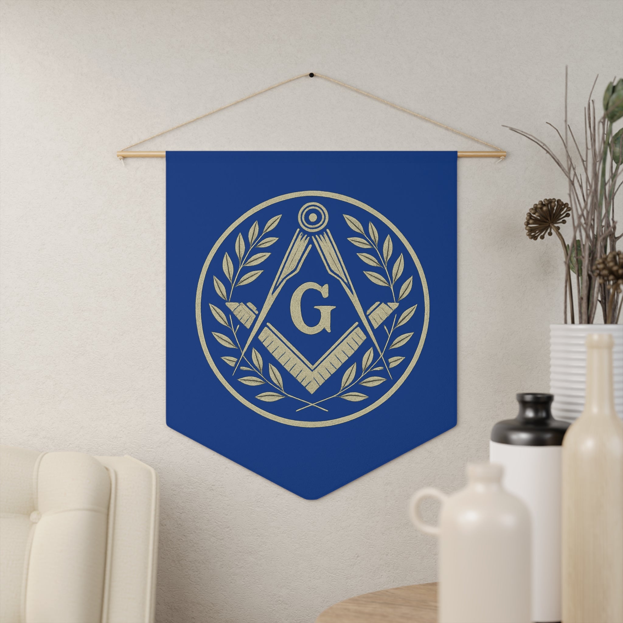 Masonic Wall Pennant, Elegant Home Decor, Freemason Gifts, Unique Wall Hanging for Celebrations, Brotherhood Decor